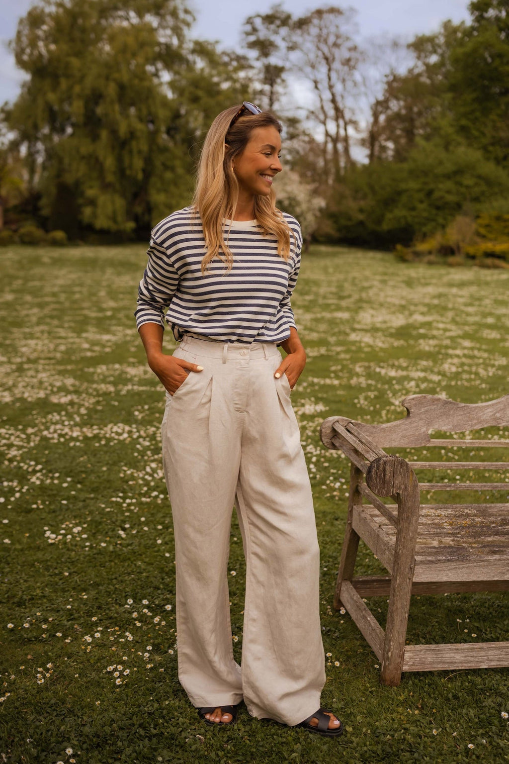Pantalon Romuald en lin beige