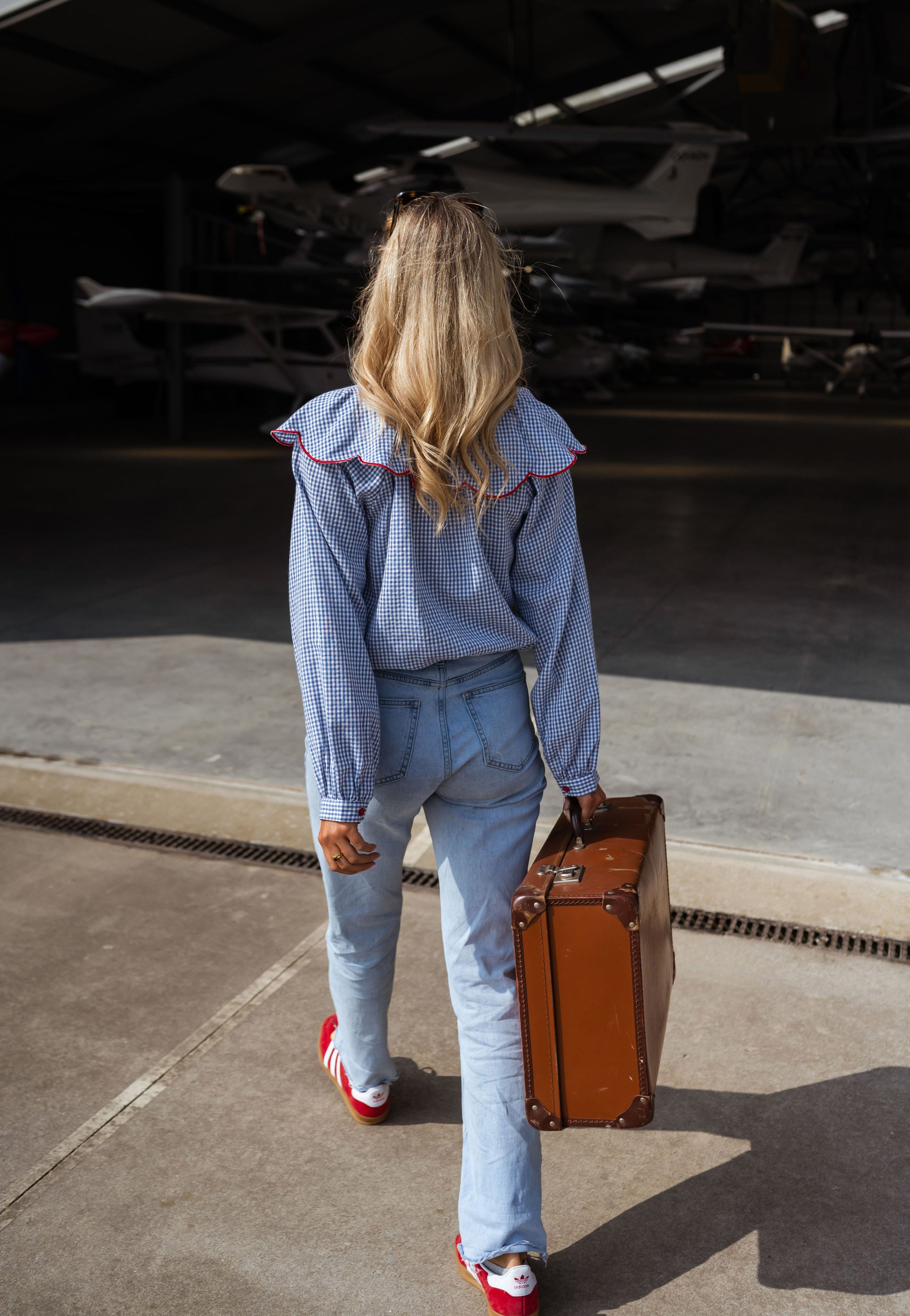 Chemise Yelena à carreaux bleus et écrus
