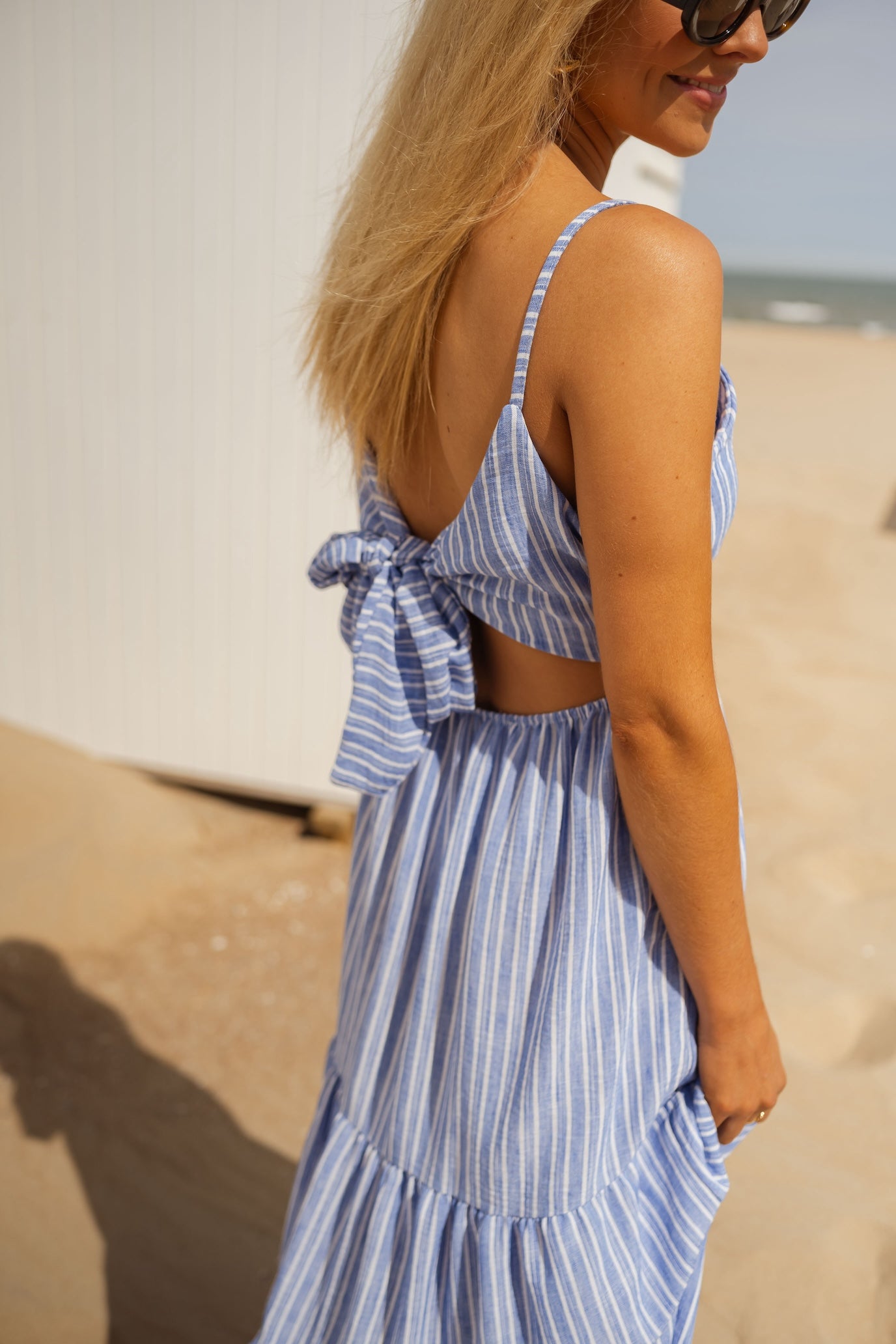 Robe Orria à rayures bleues et écrues