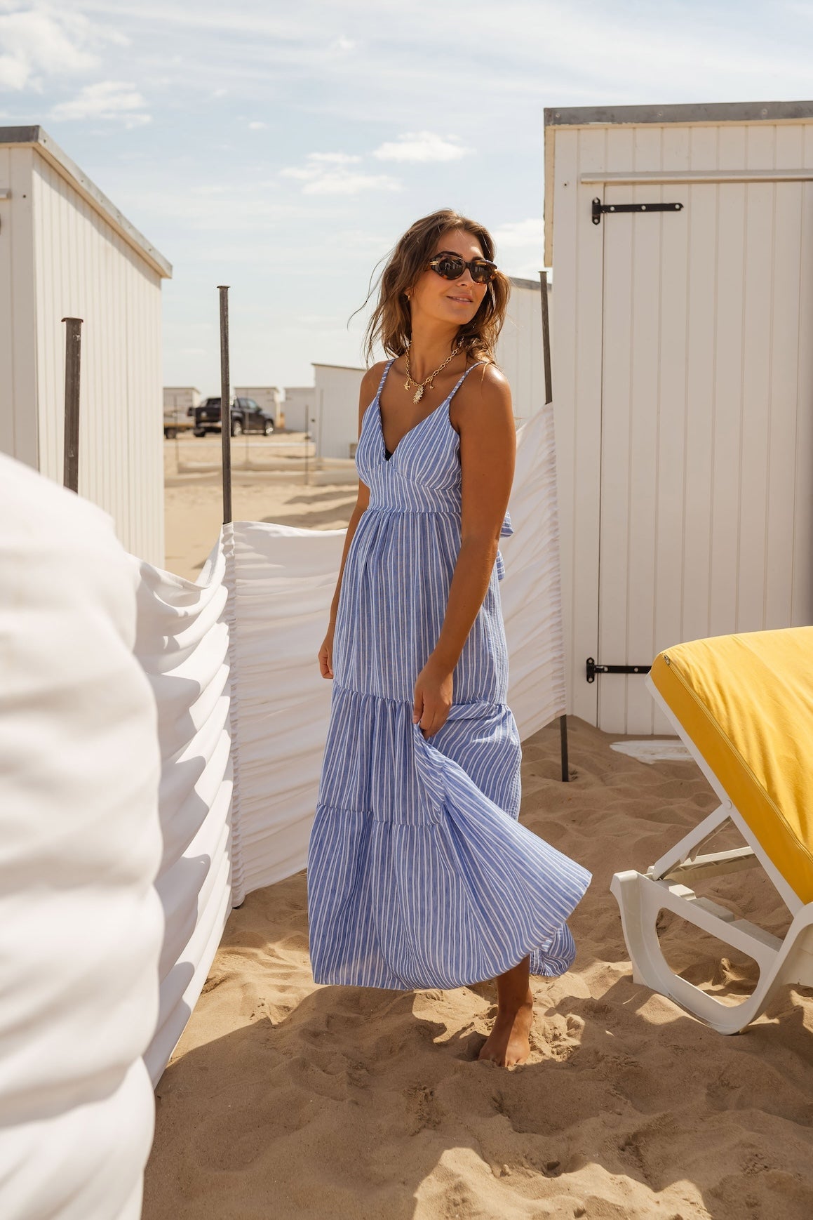 Robe Orria à rayures bleues et écrues