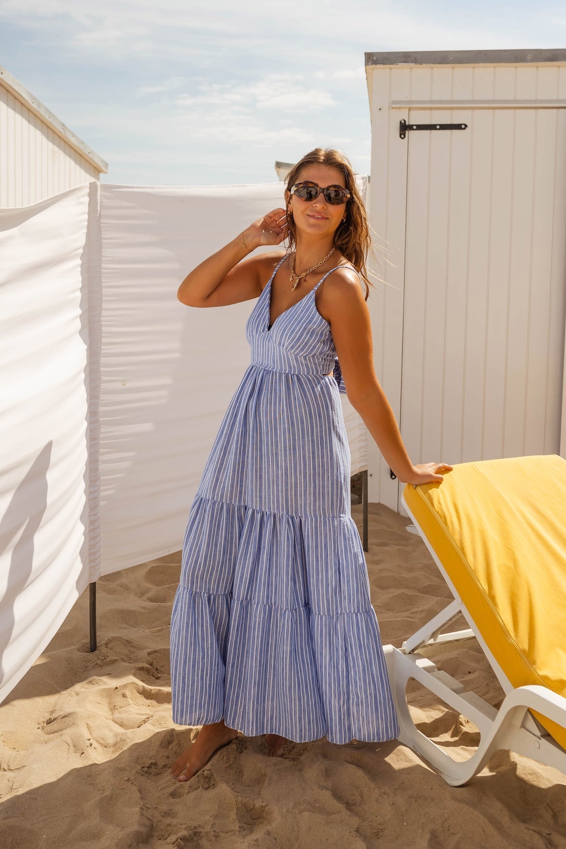 Robe Orria à rayures bleues et écrues