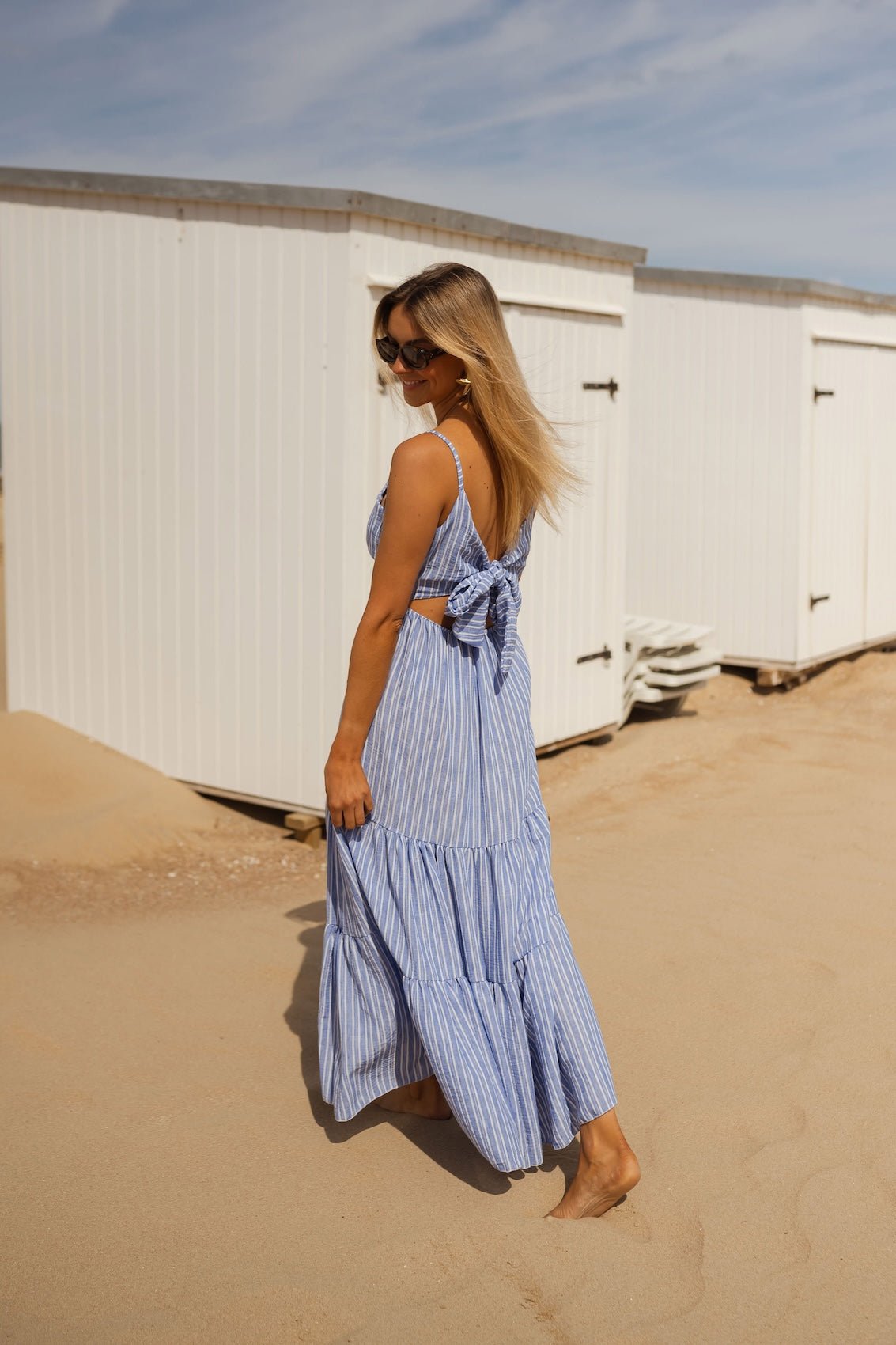Robe Orria à rayures bleues et écrues