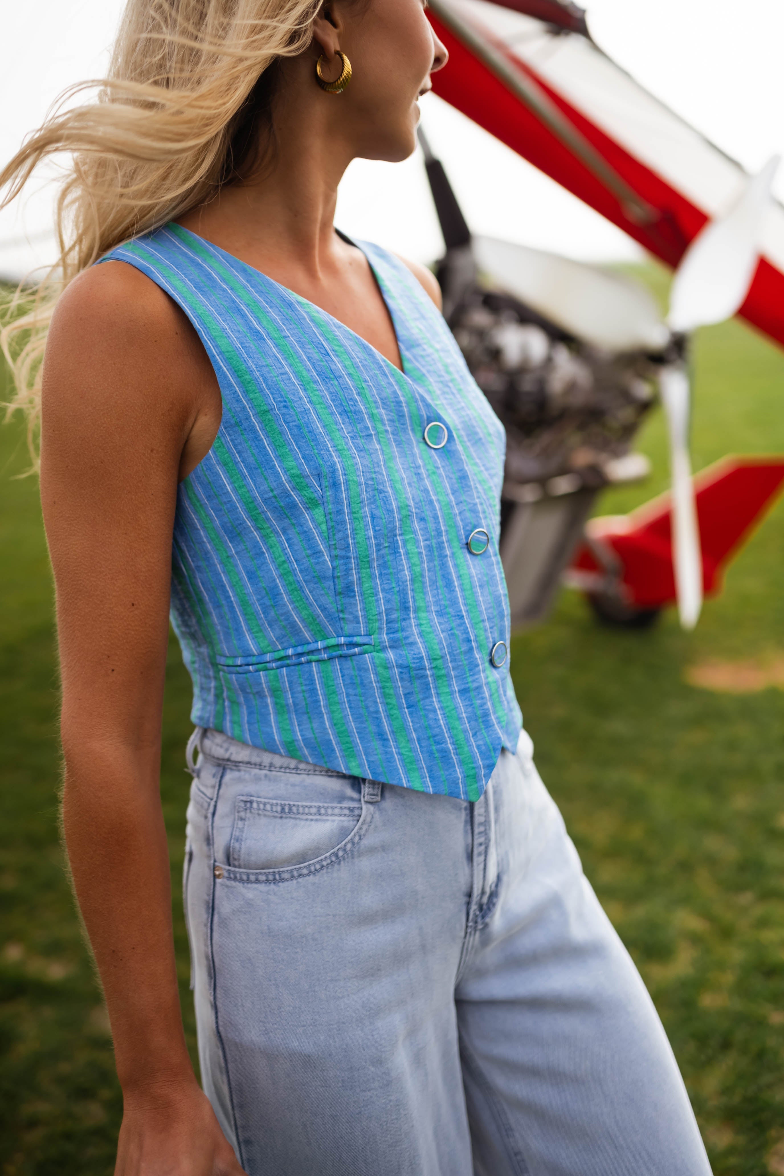 Haut Tako vert et bleu