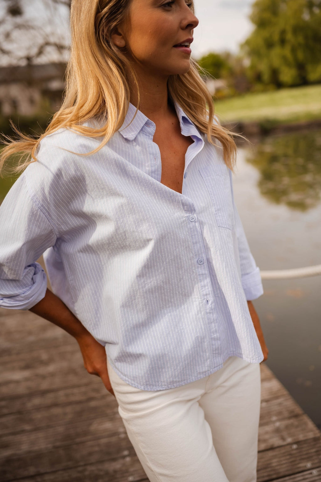 Chemise Kathou à rayures bleues