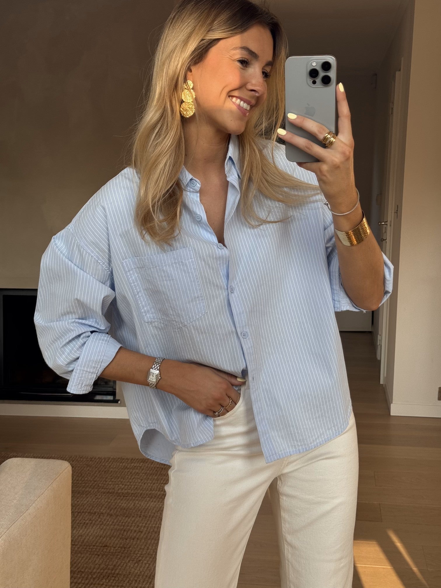 Chemise Kathou à rayures bleues