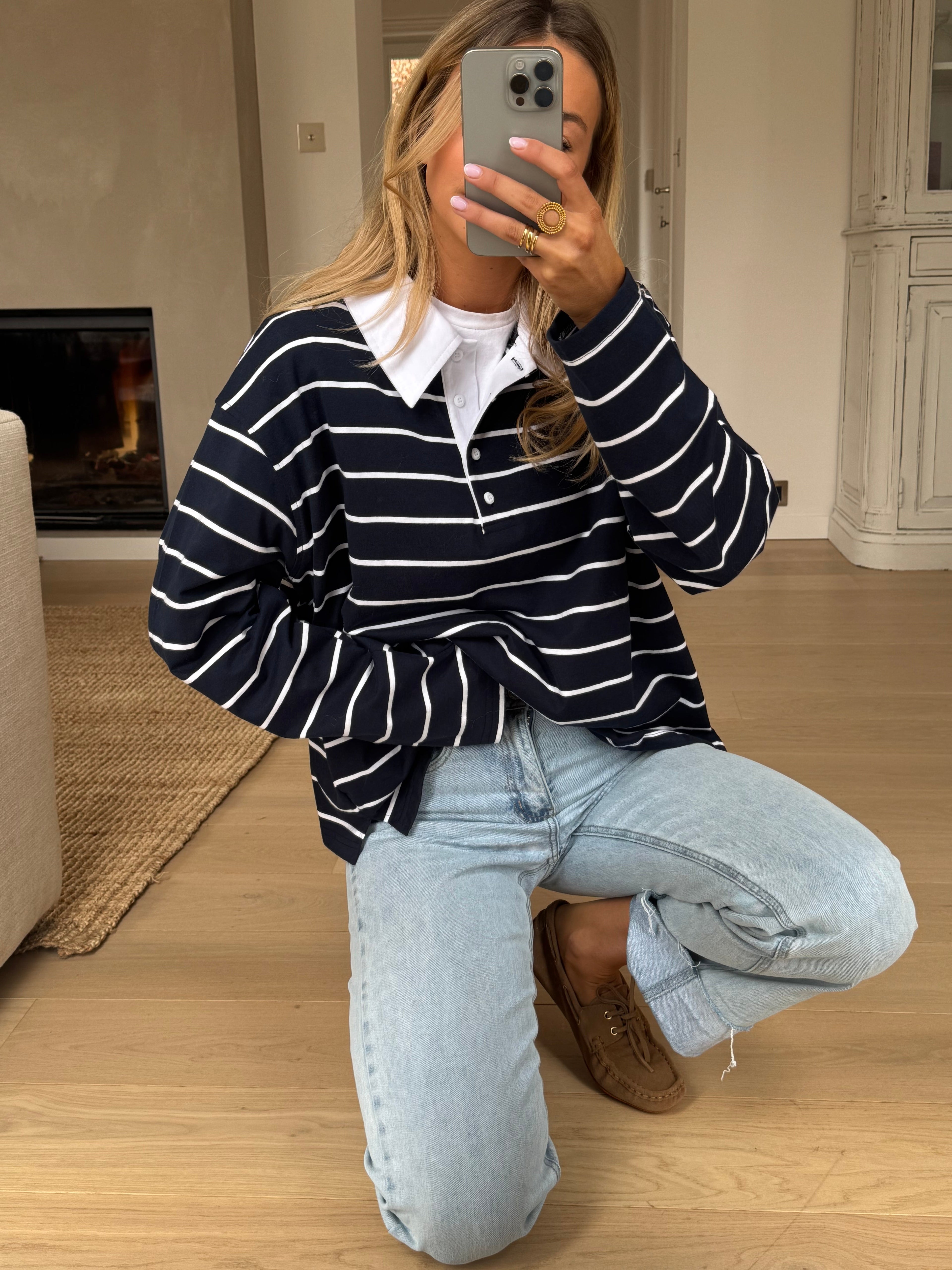 Polo Nicoli rayé bleu