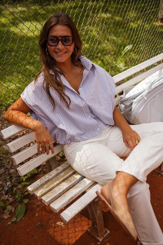 Chemise Oriane à rayures bleues
