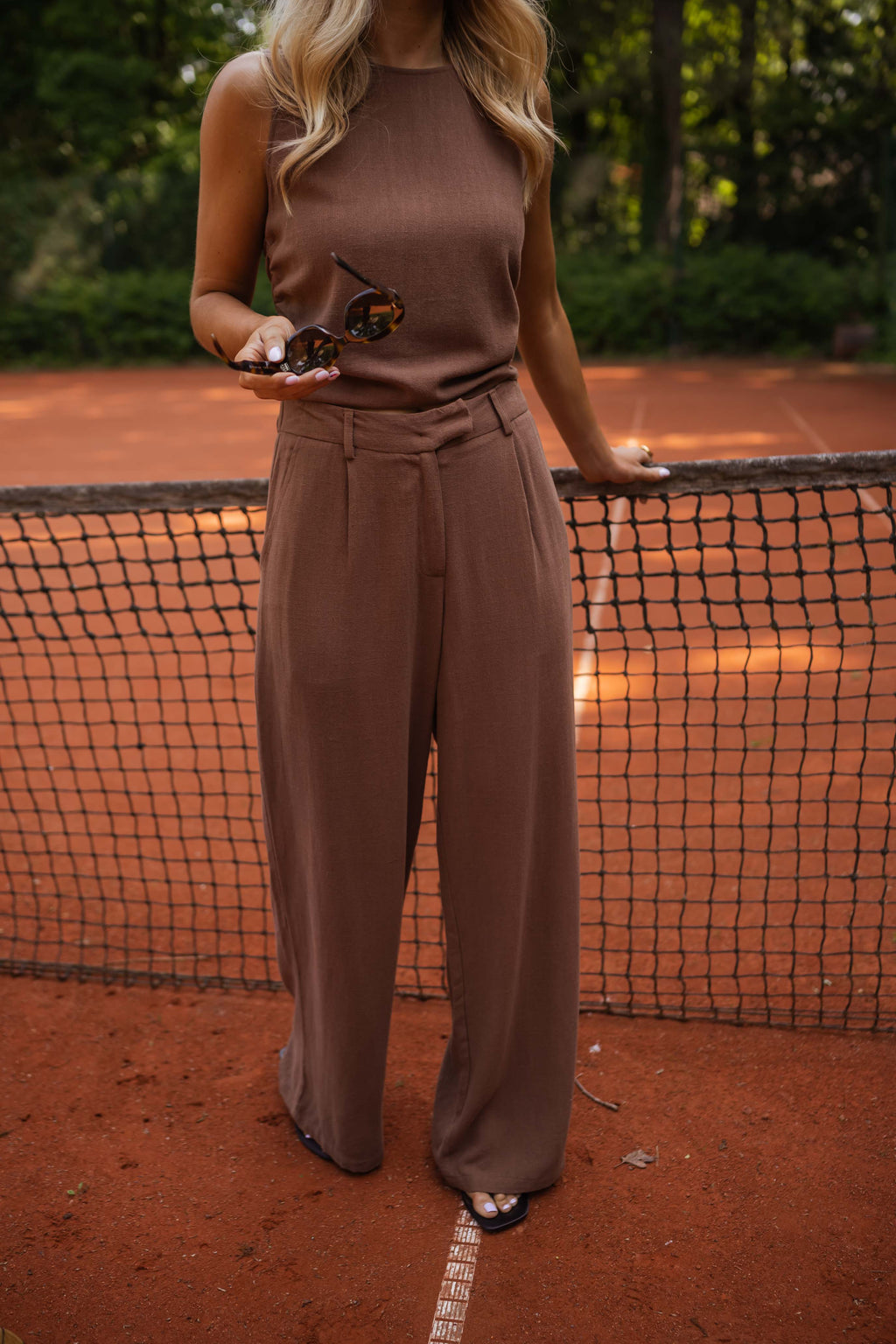 Pantalon en lin chocolat Ernest