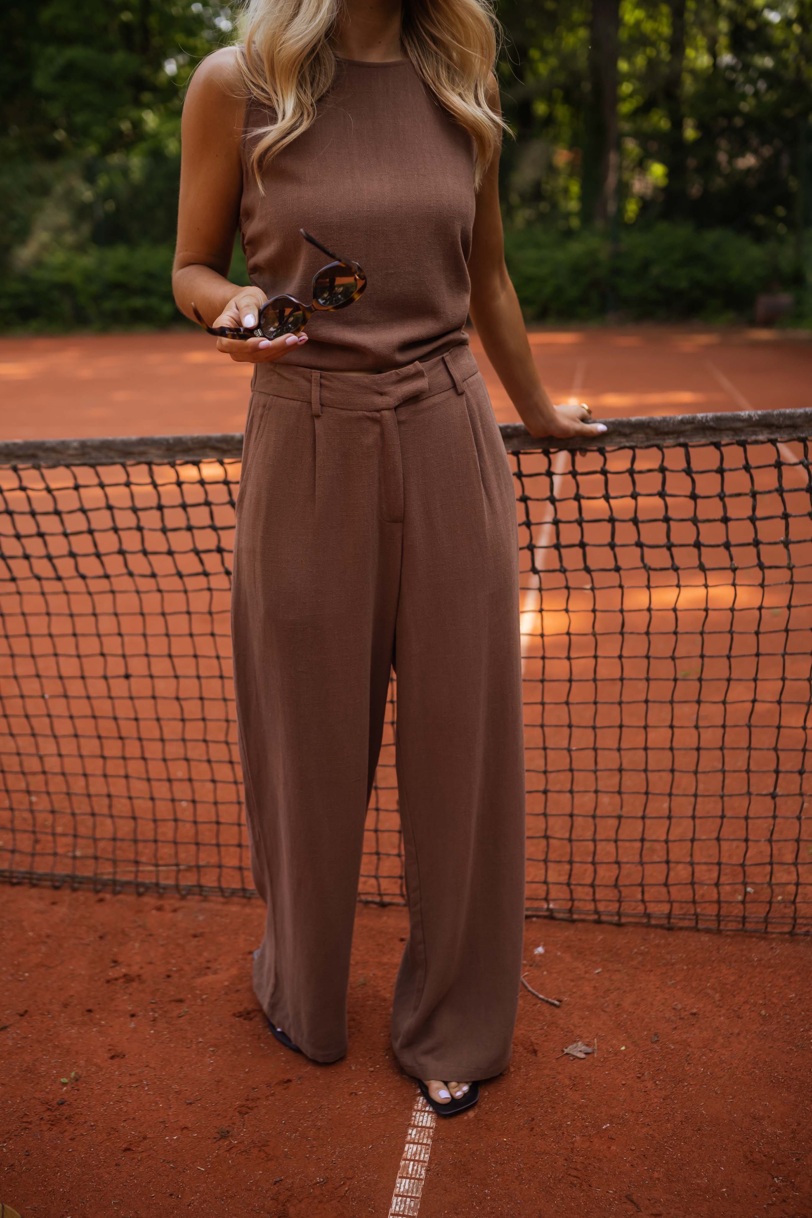Pantalon en lin chocolat Ernest