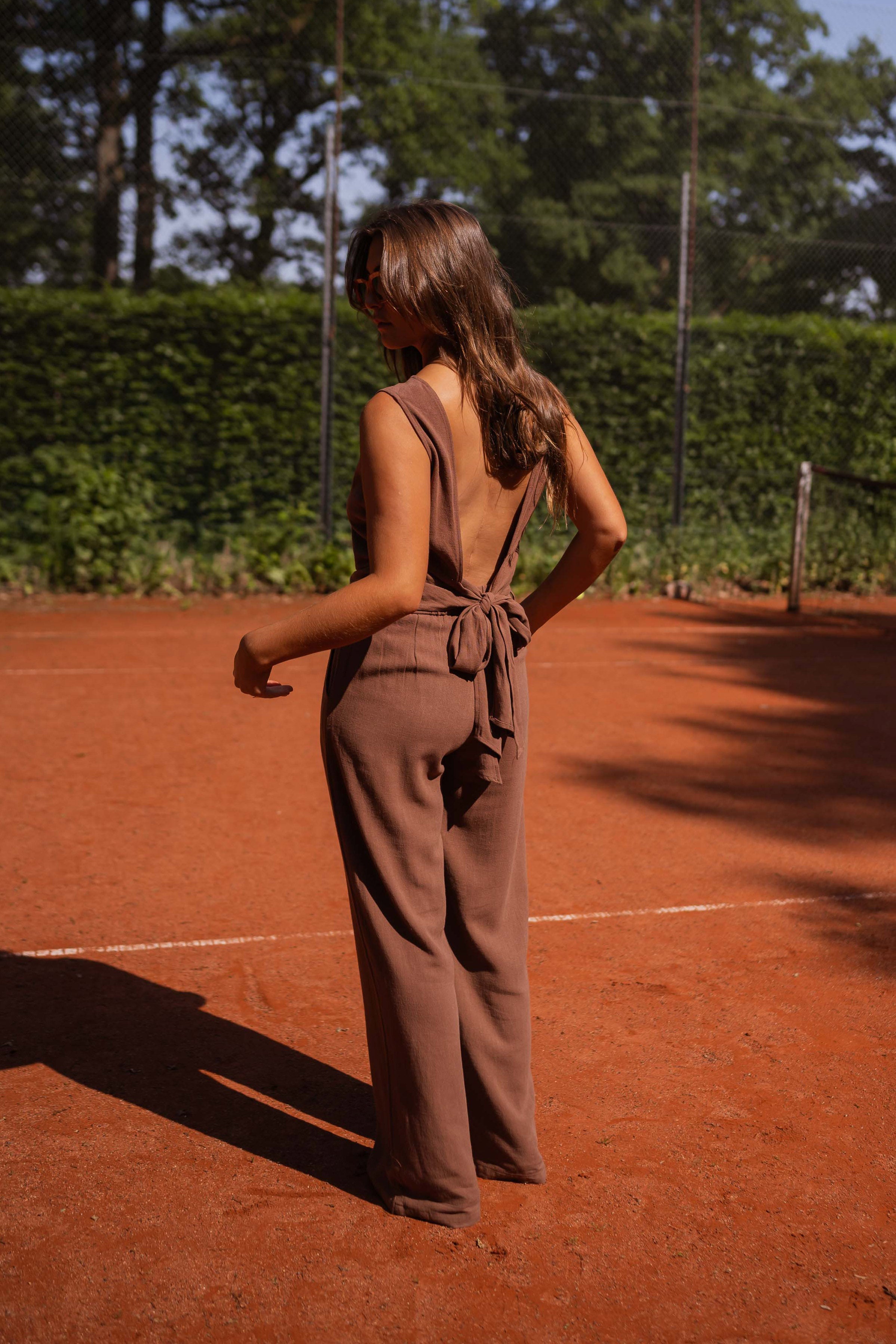 Pantalon en lin chocolat Ernest