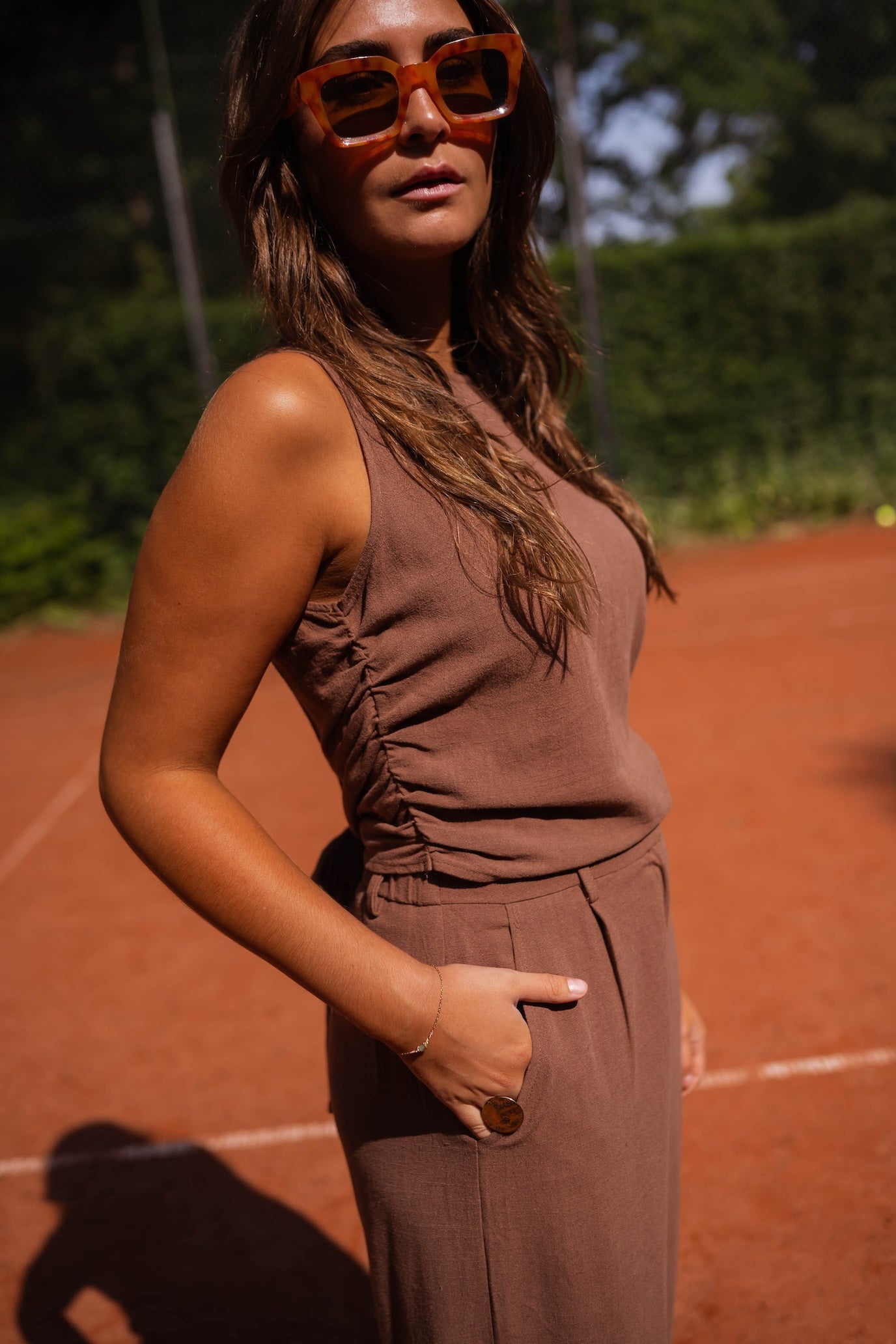 Haut en lin chocolat Noelie