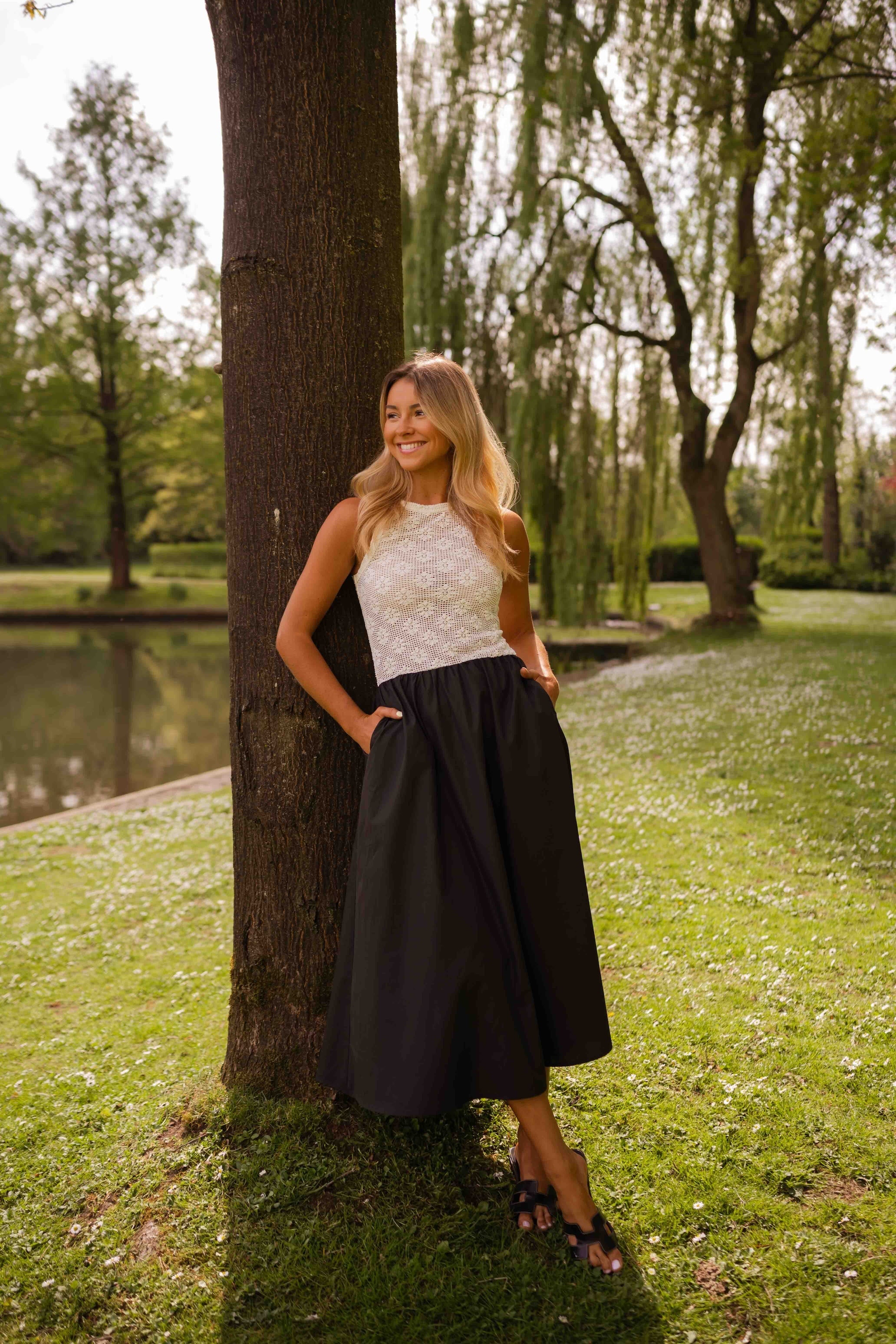 Robe Deborah écrue et noire