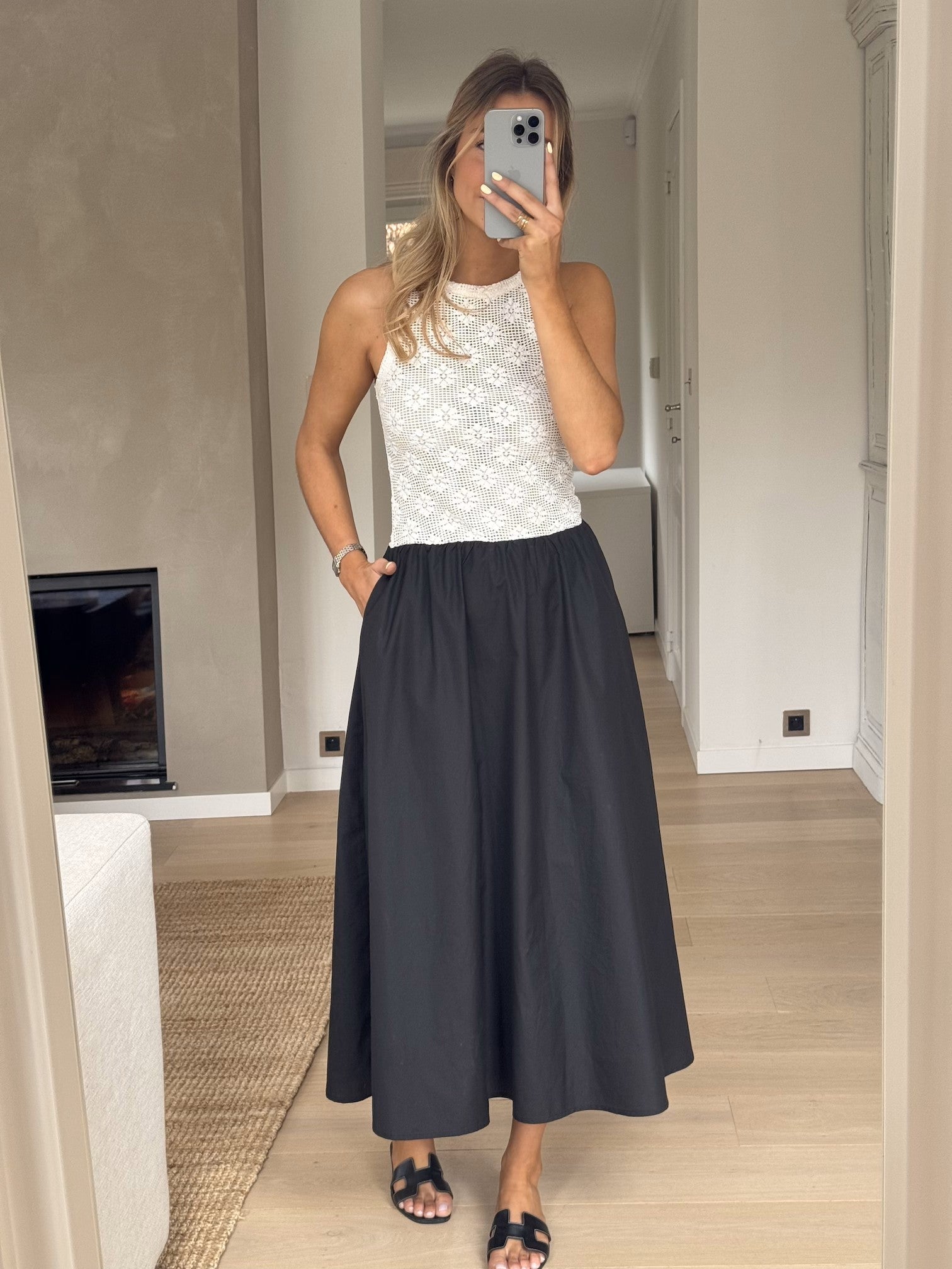 Robe Deborah écrue et noire