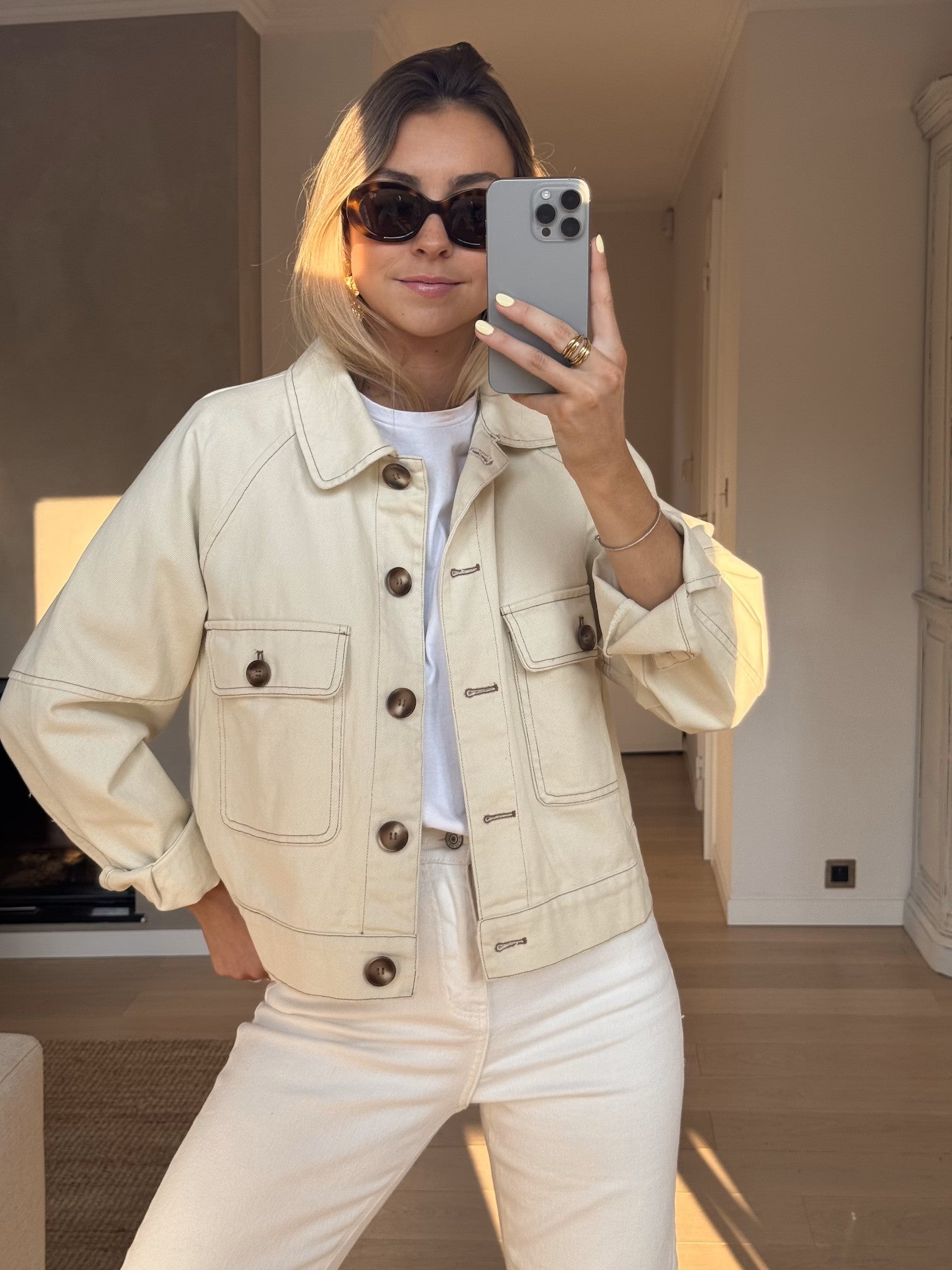 Veste en jean écru Emilie