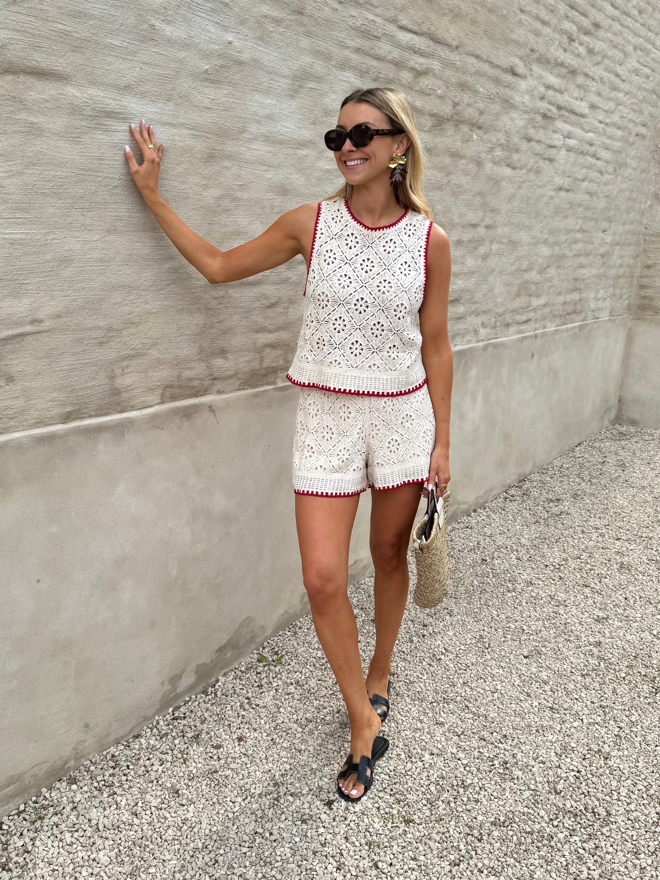 Short en crochet écru Milo