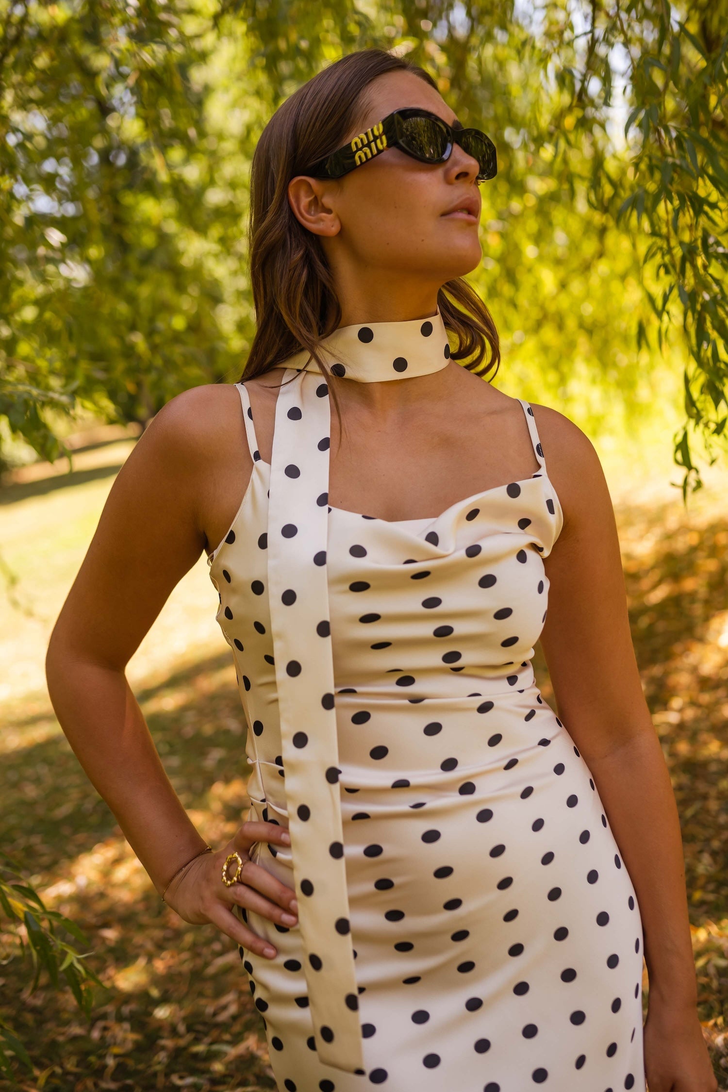 Robe Albane à pois écrus