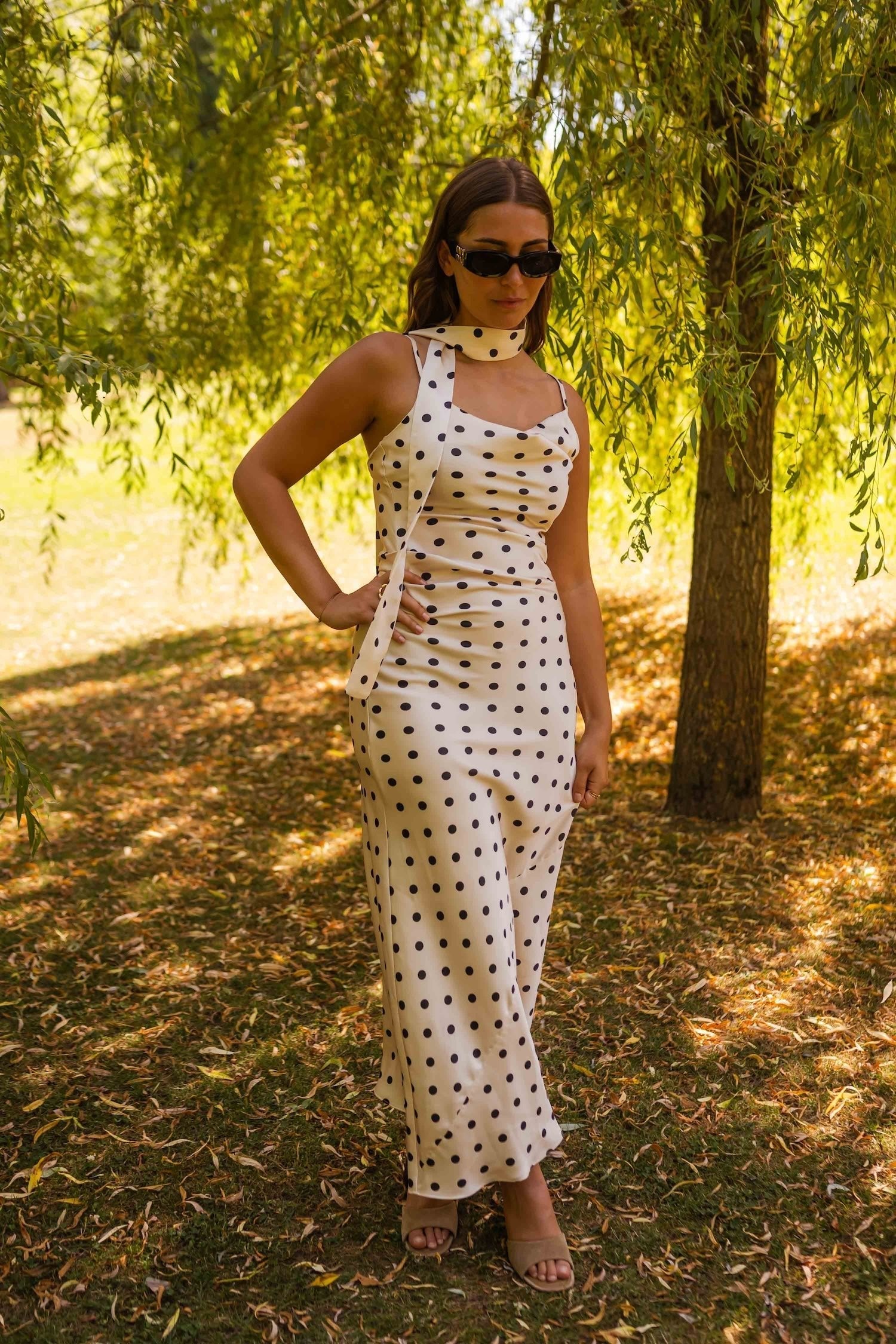 Robe Albane à pois écrus
