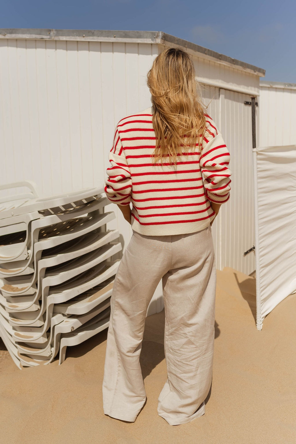 Cardigan Charles écru et rouge