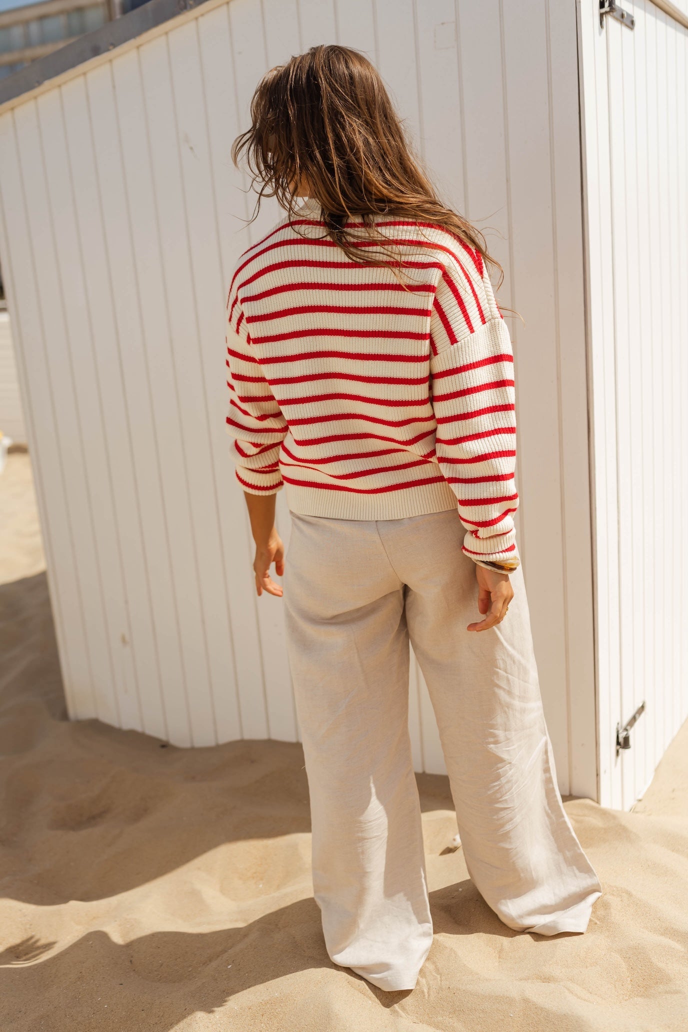 Cardigan Charles écru et rouge
