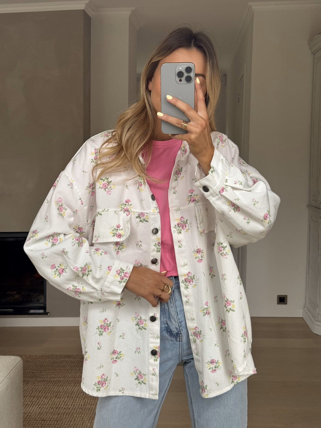 Veste Romy écrue fleurie