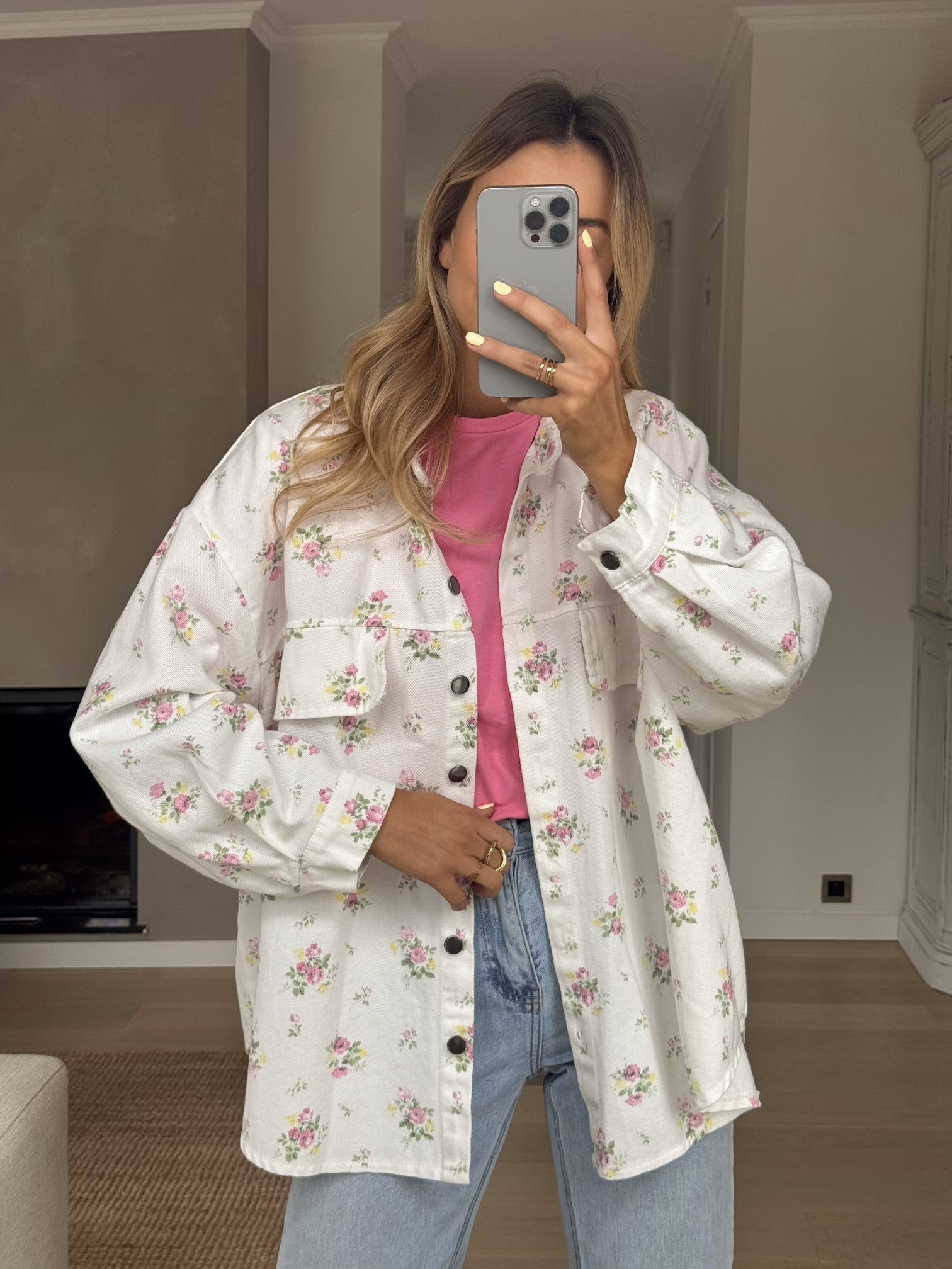 Veste Romy écrue fleurie