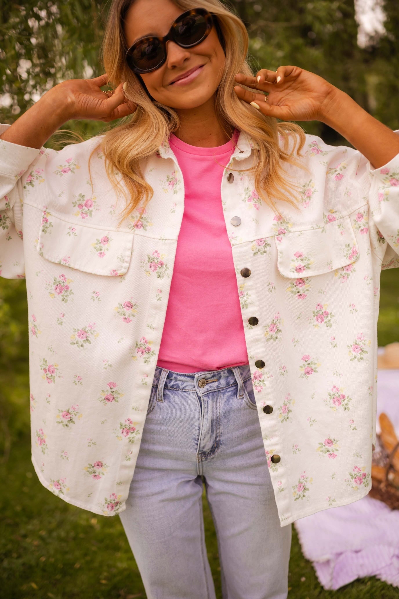 Veste Romy écrue fleurie