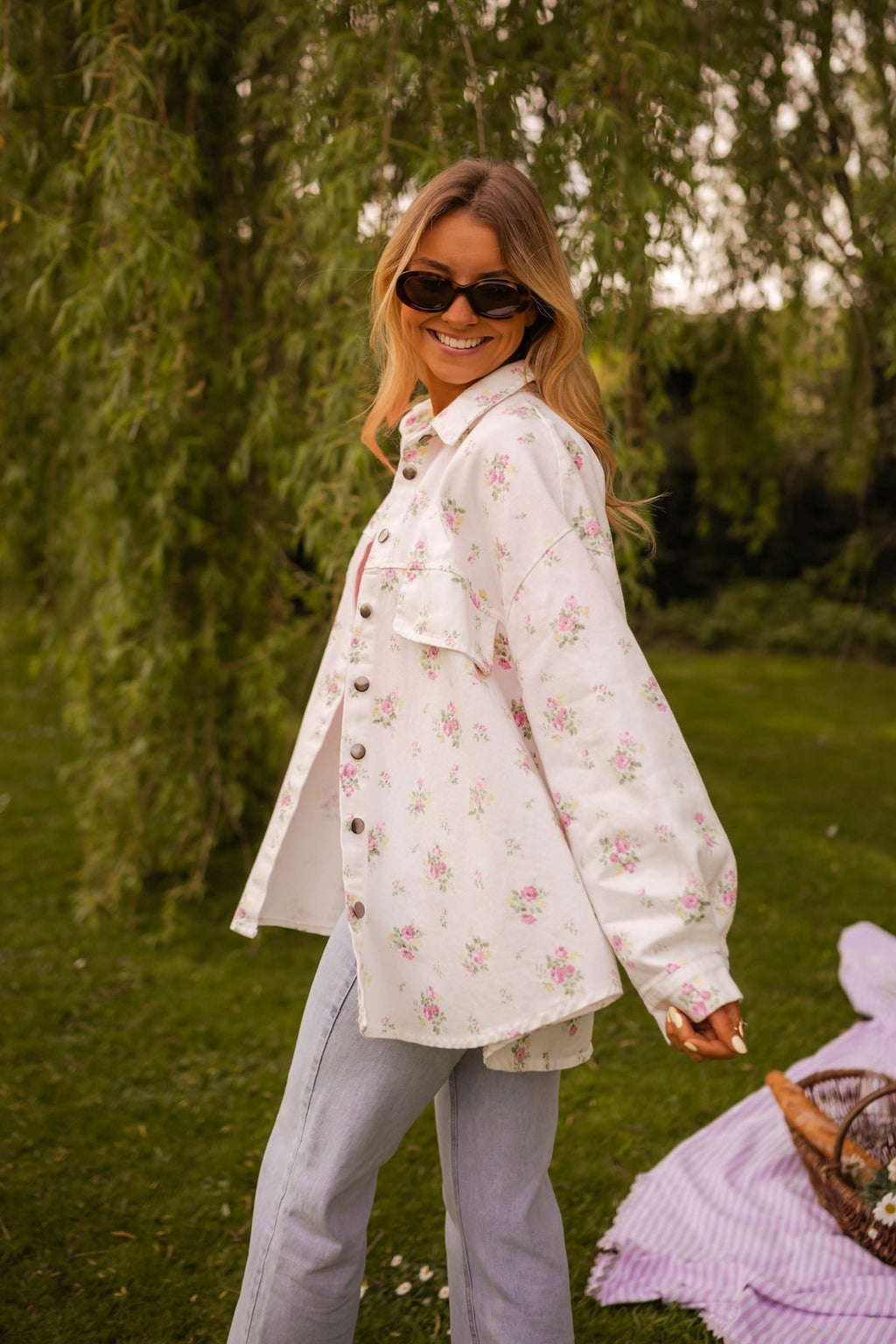 Veste Romy écrue fleurie