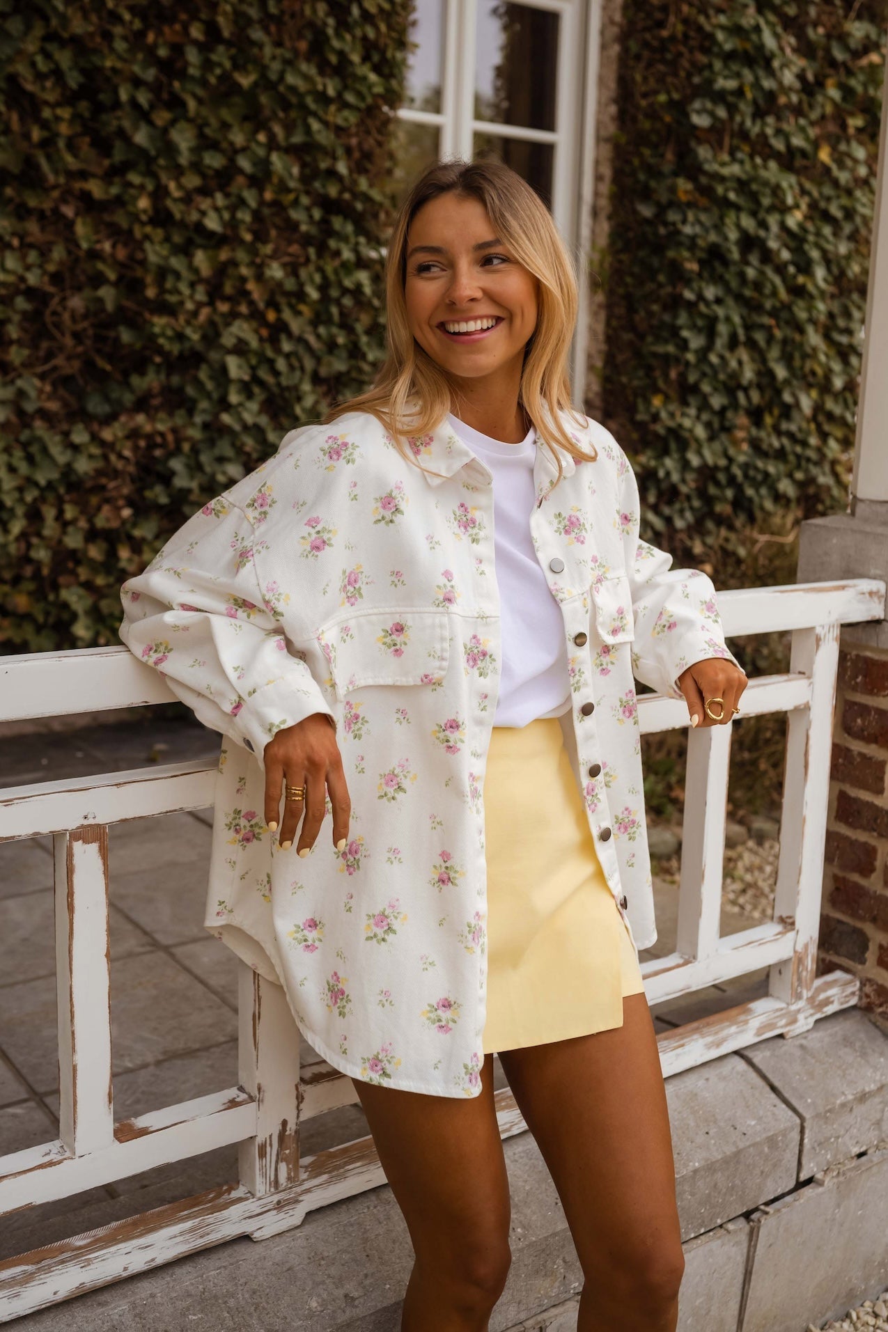 Veste Romy écrue fleurie