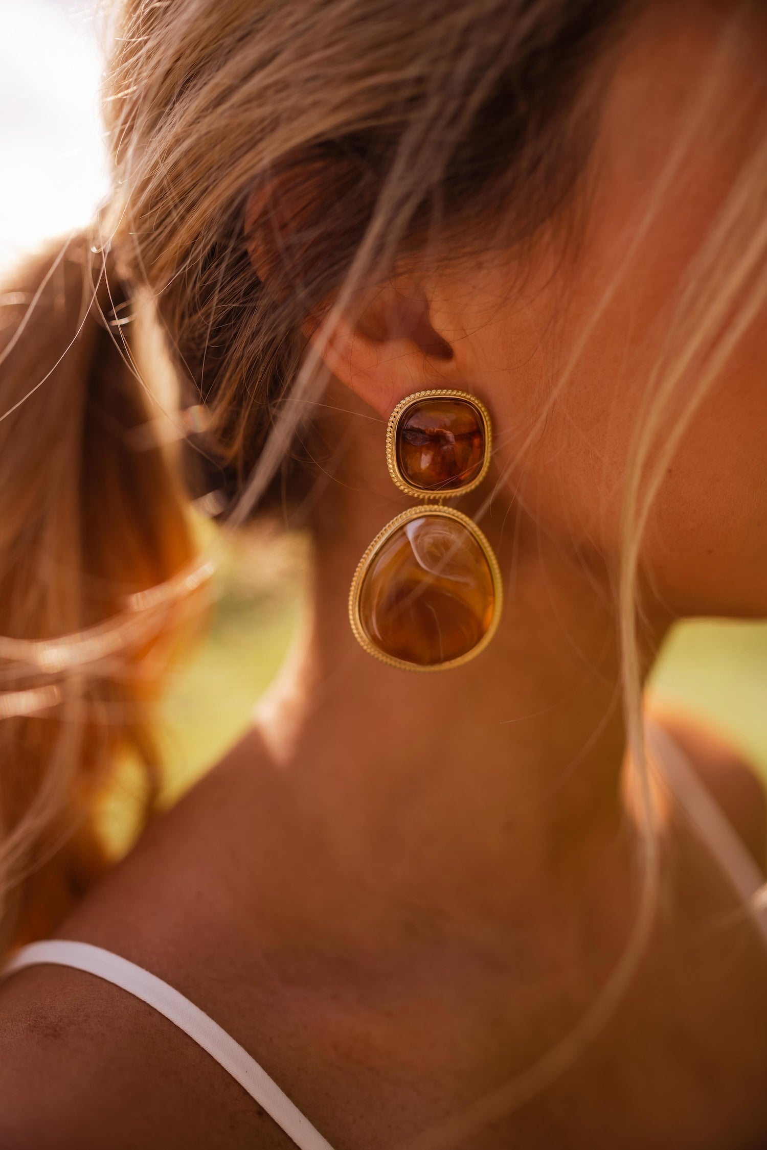 Boucles d'oreilles Hetty en or et marron