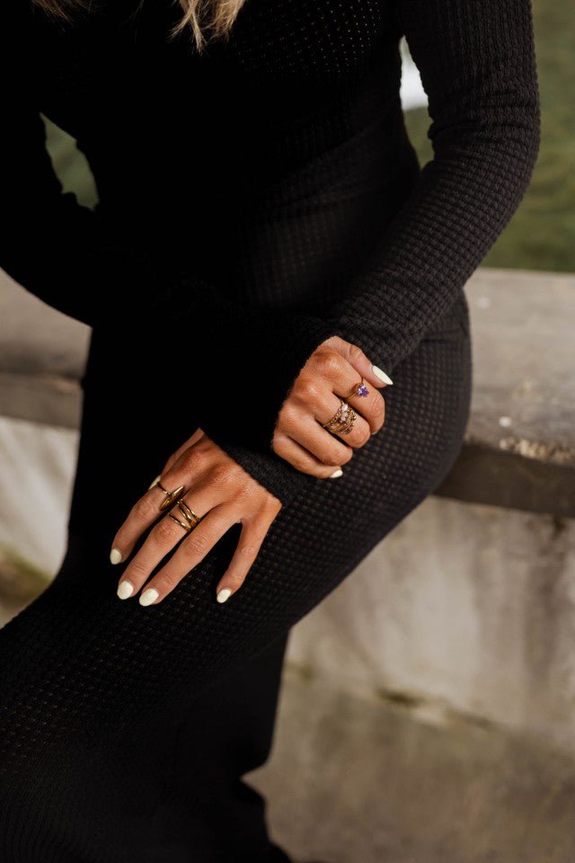 Bague Rokia en or et mauve