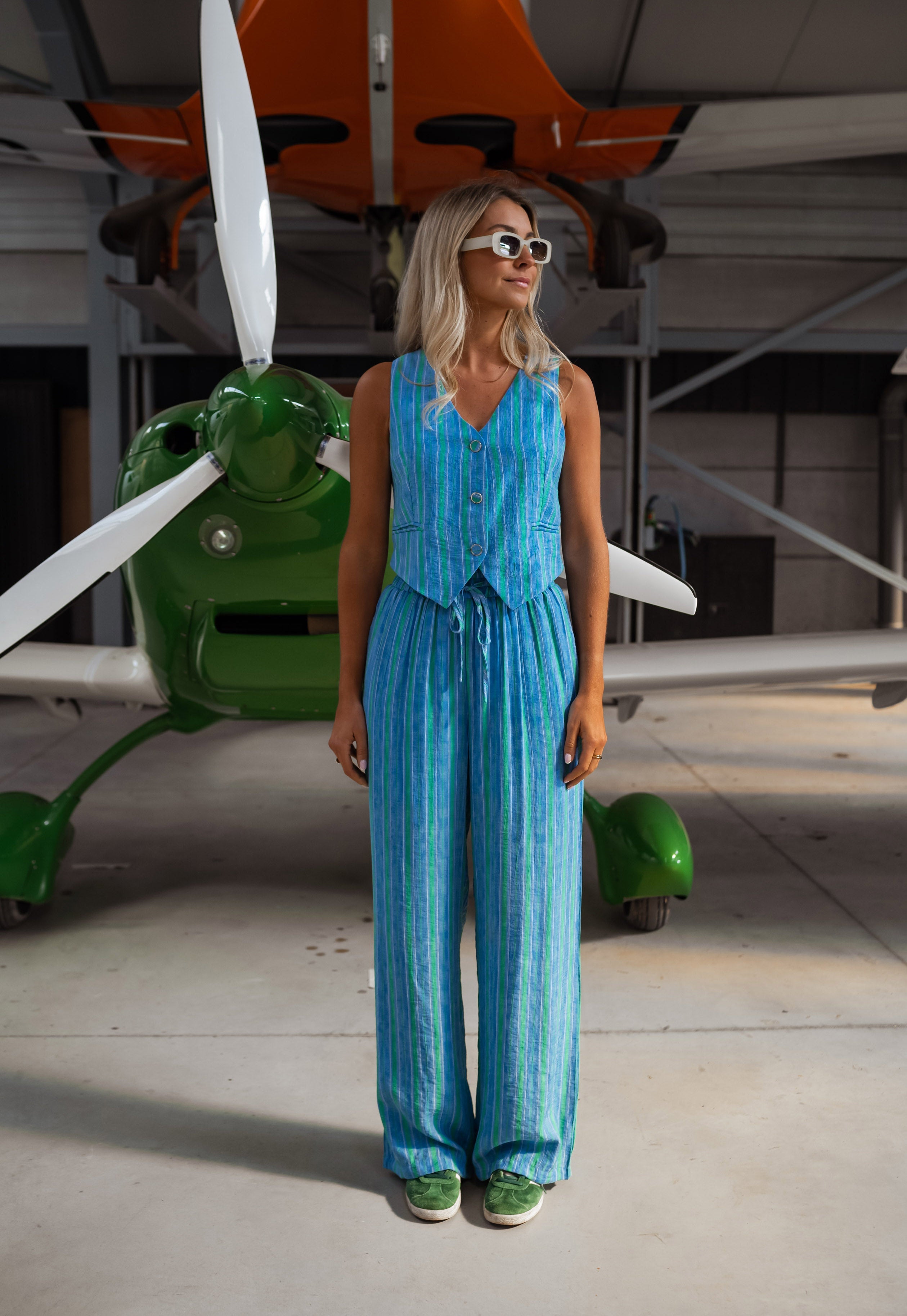 Pantalon Jorda vert et bleu
