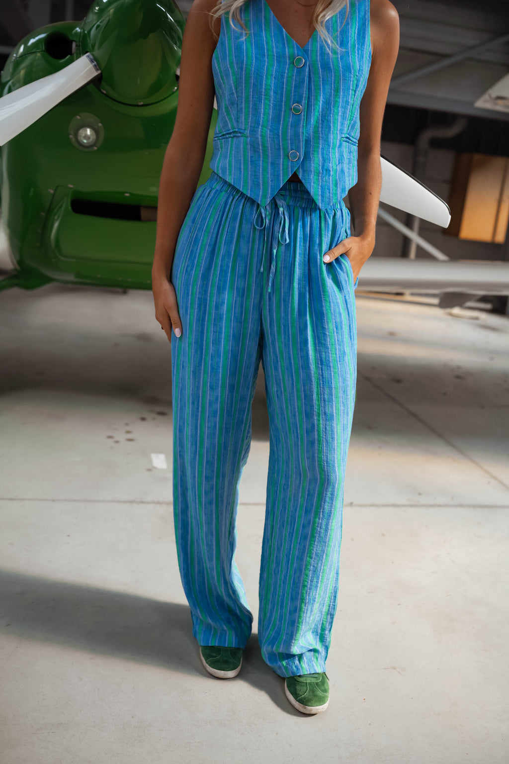 Pantalon Jorda vert et bleu