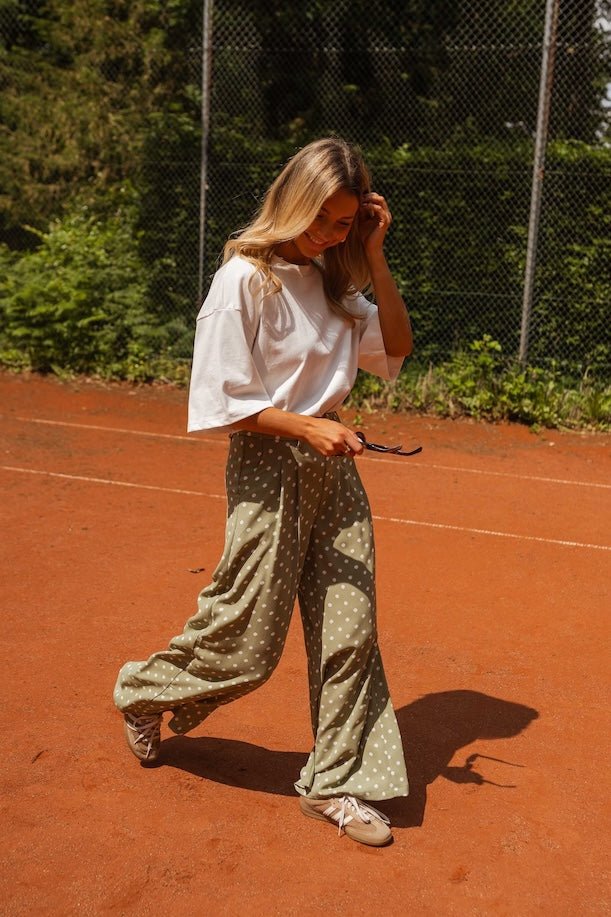 Pantalon Augustina vert à pois