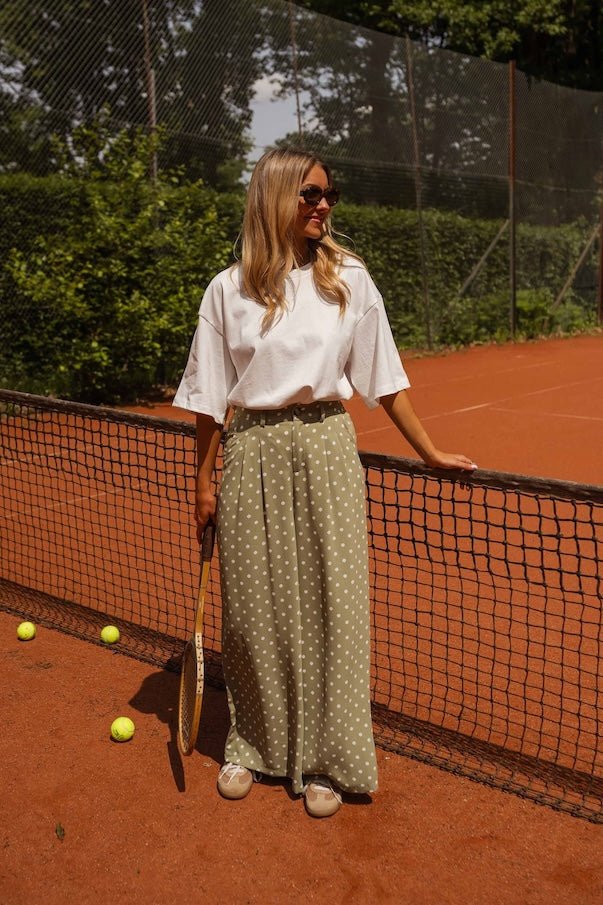 Pantalon Augustina vert à pois