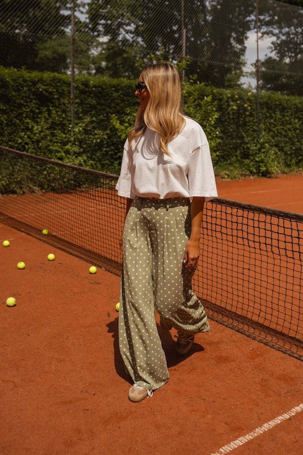 Pantalon Augustina vert à pois