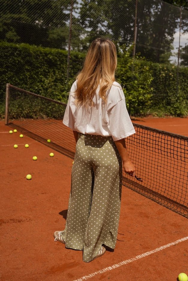 Pantalon Augustina vert à pois