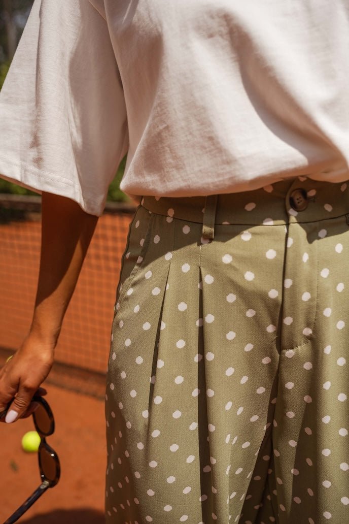 Pantalon Augustina vert à pois