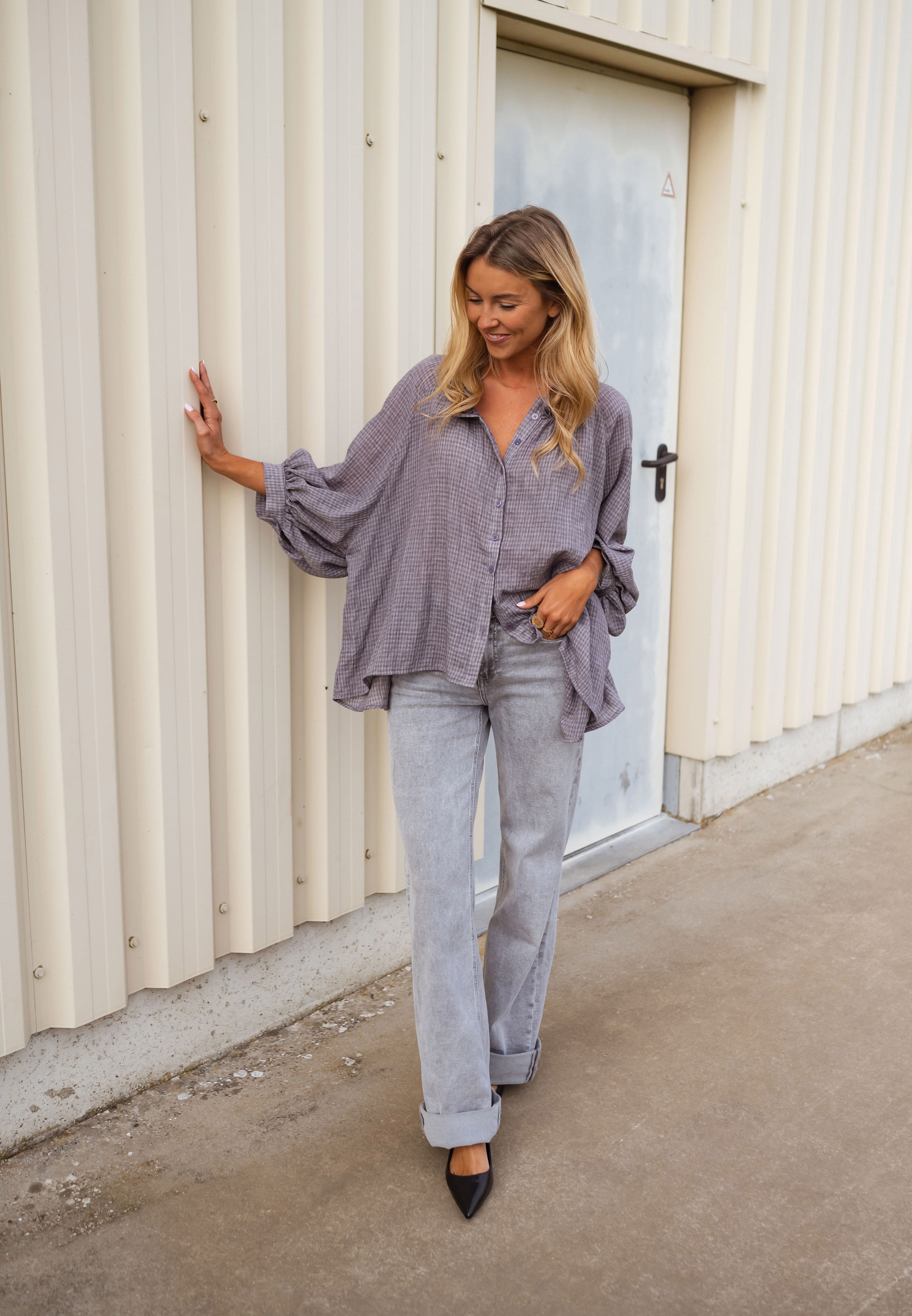 Chemise Sofia à carreaux gris