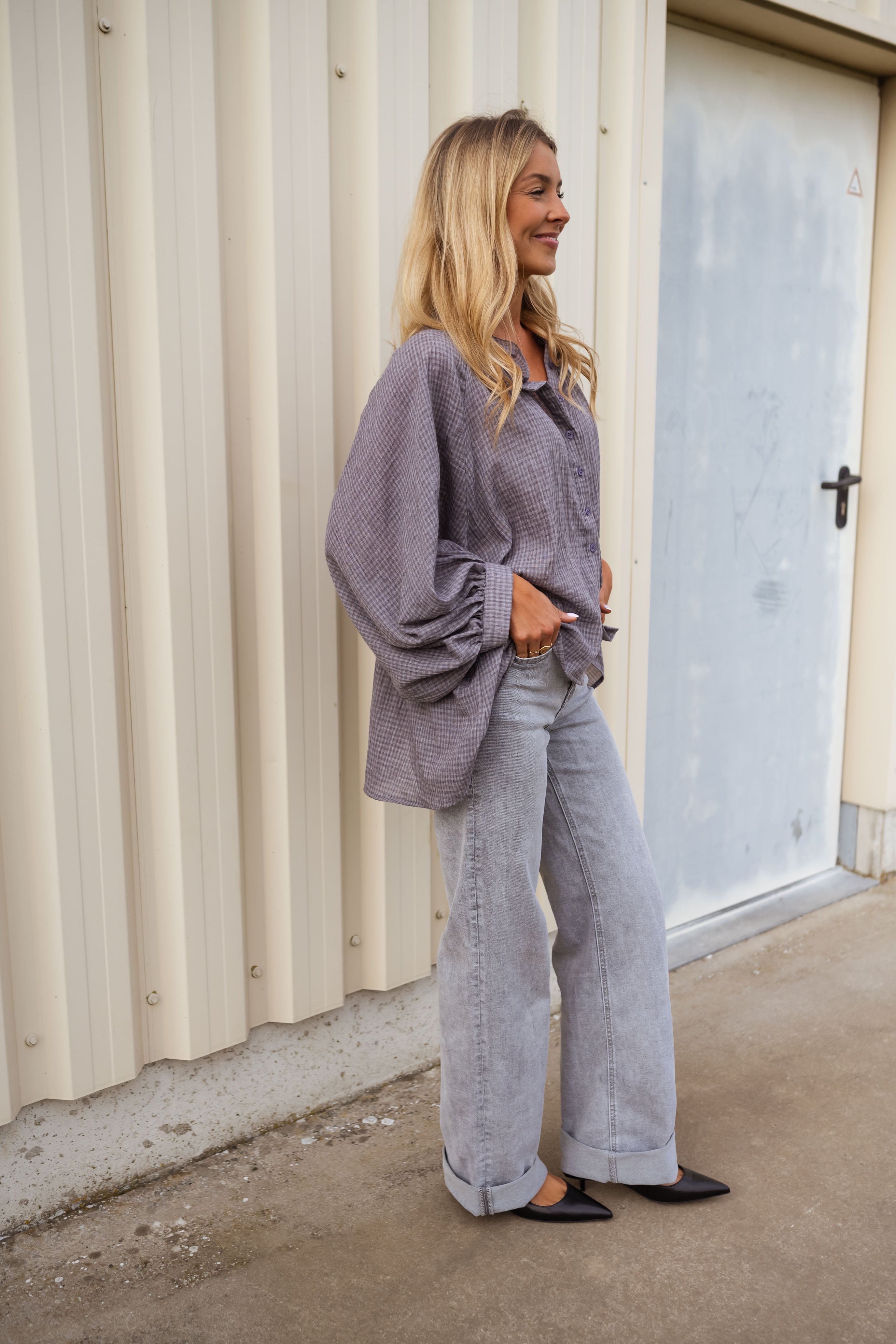 Chemise Sofia à carreaux gris