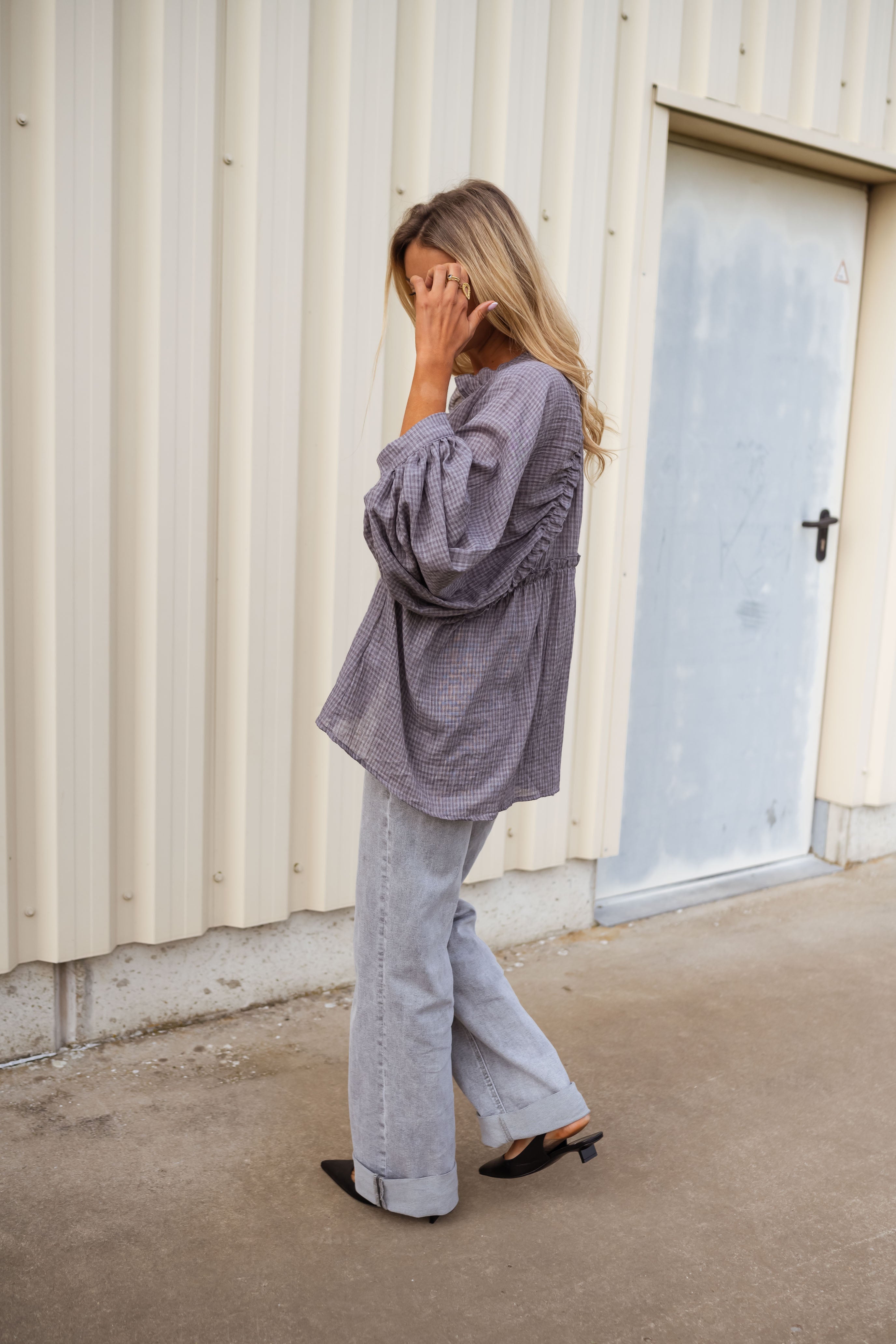 Chemise Sofia à carreaux gris