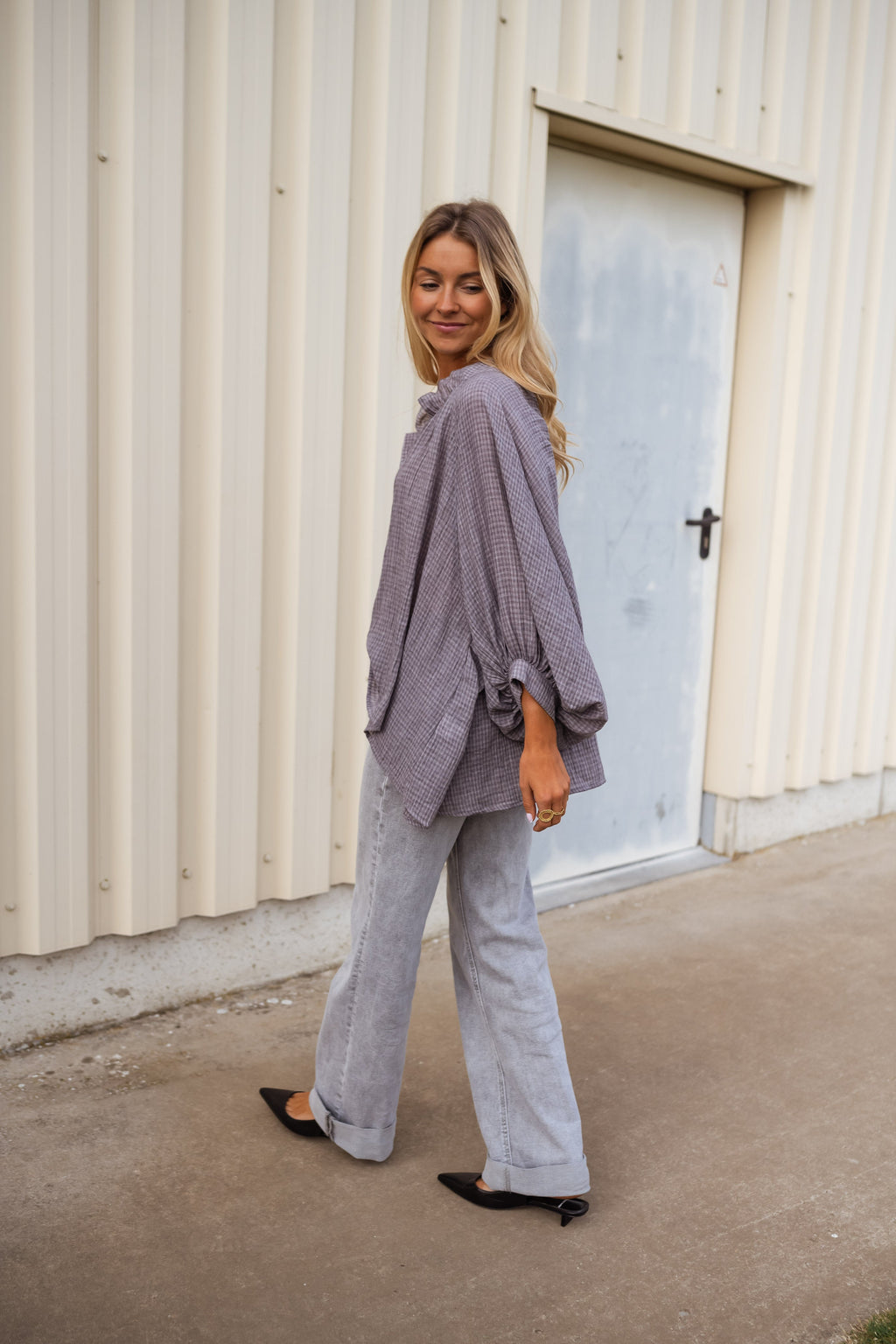 Chemise Sofia à carreaux gris