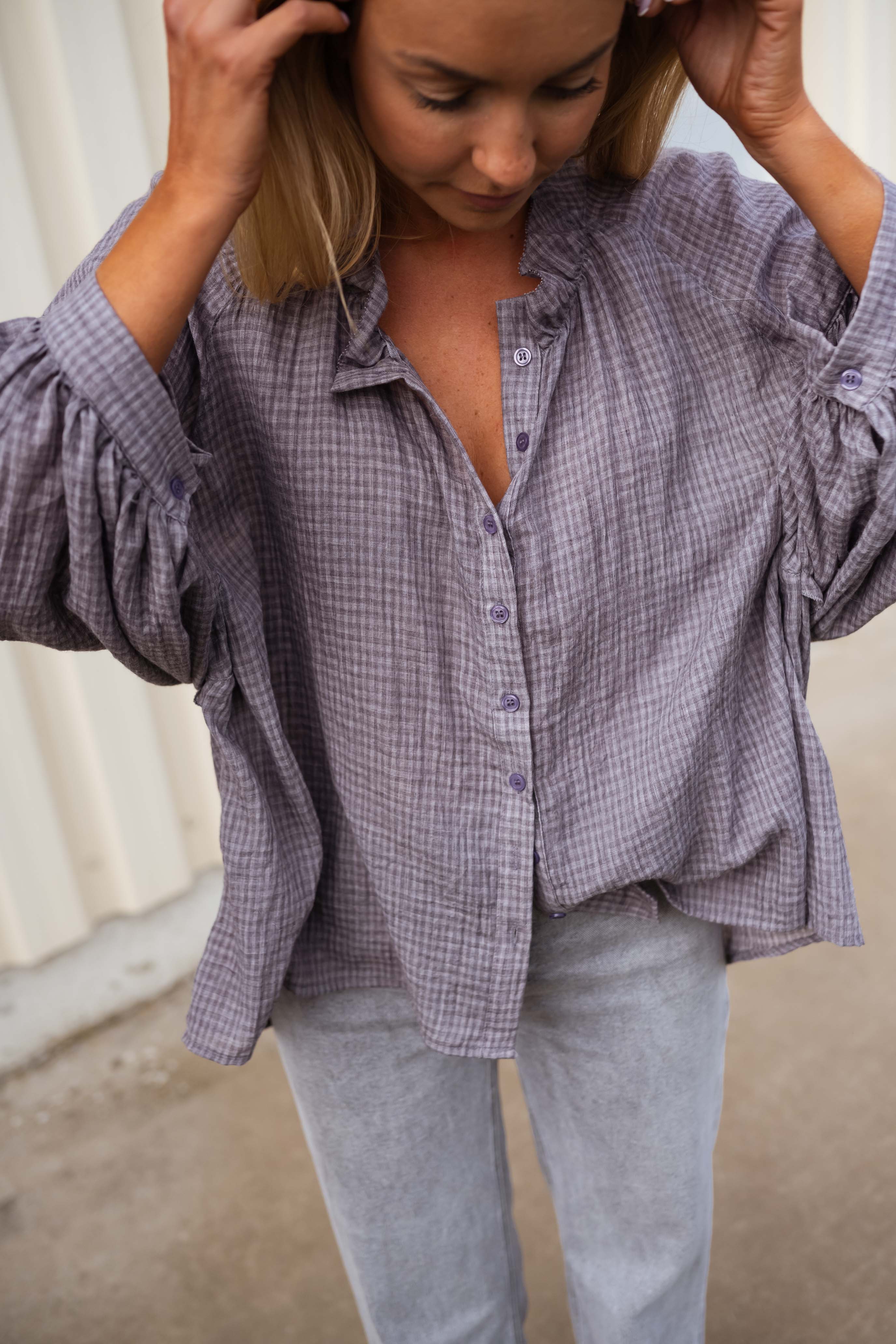 Chemise Sofia à carreaux gris