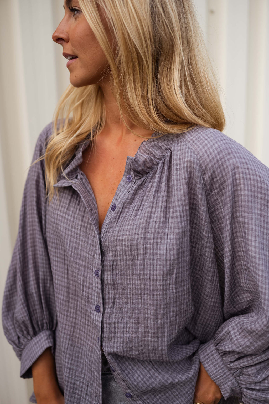 Chemise Sofia à carreaux gris