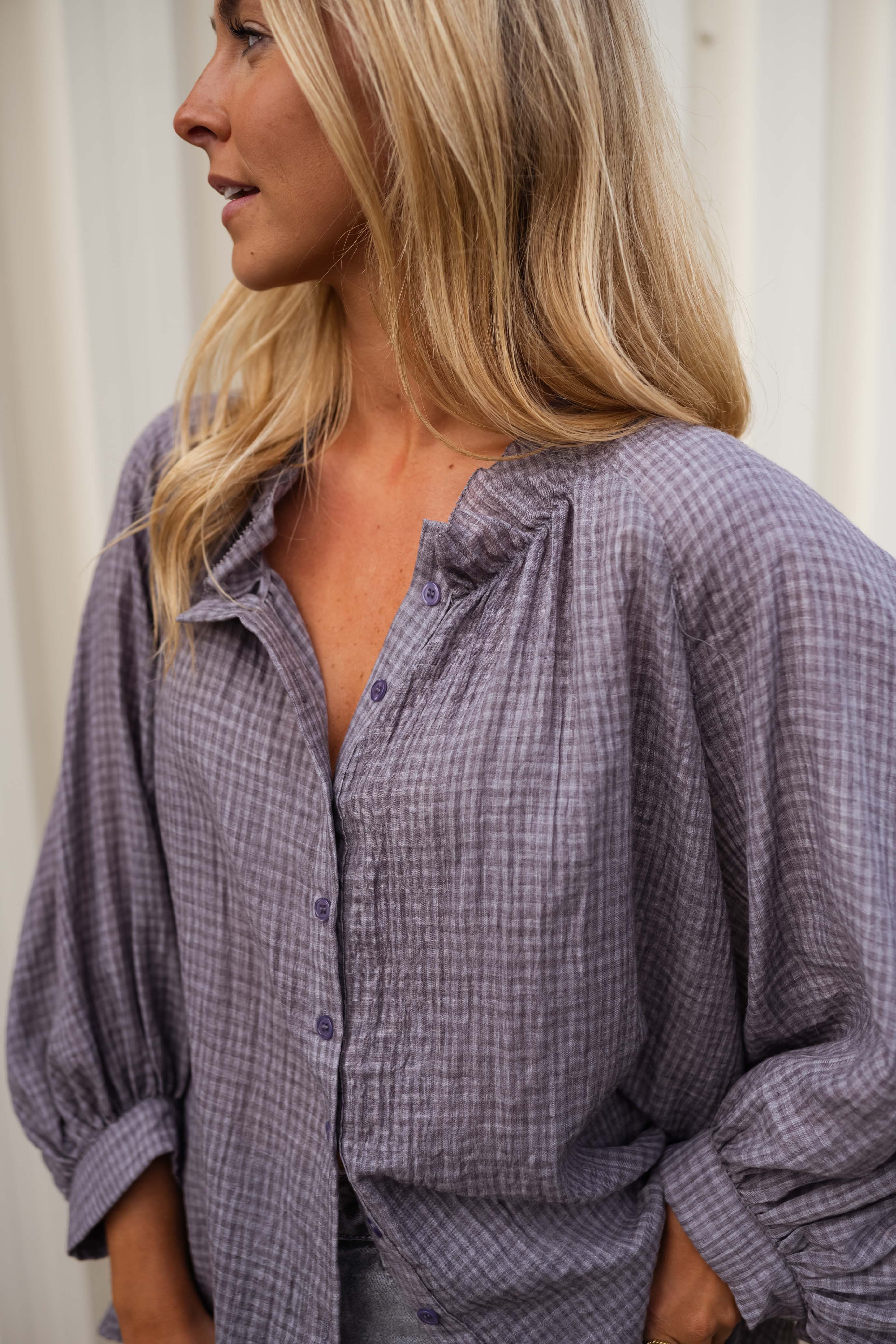 Chemise Sofia à carreaux gris