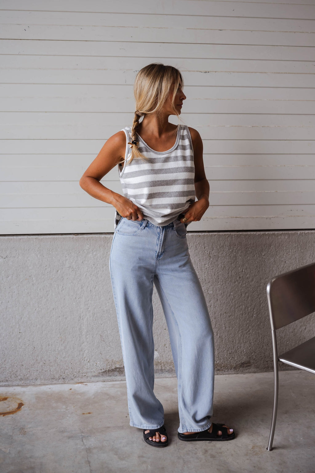 Haut Hele gris et blanc