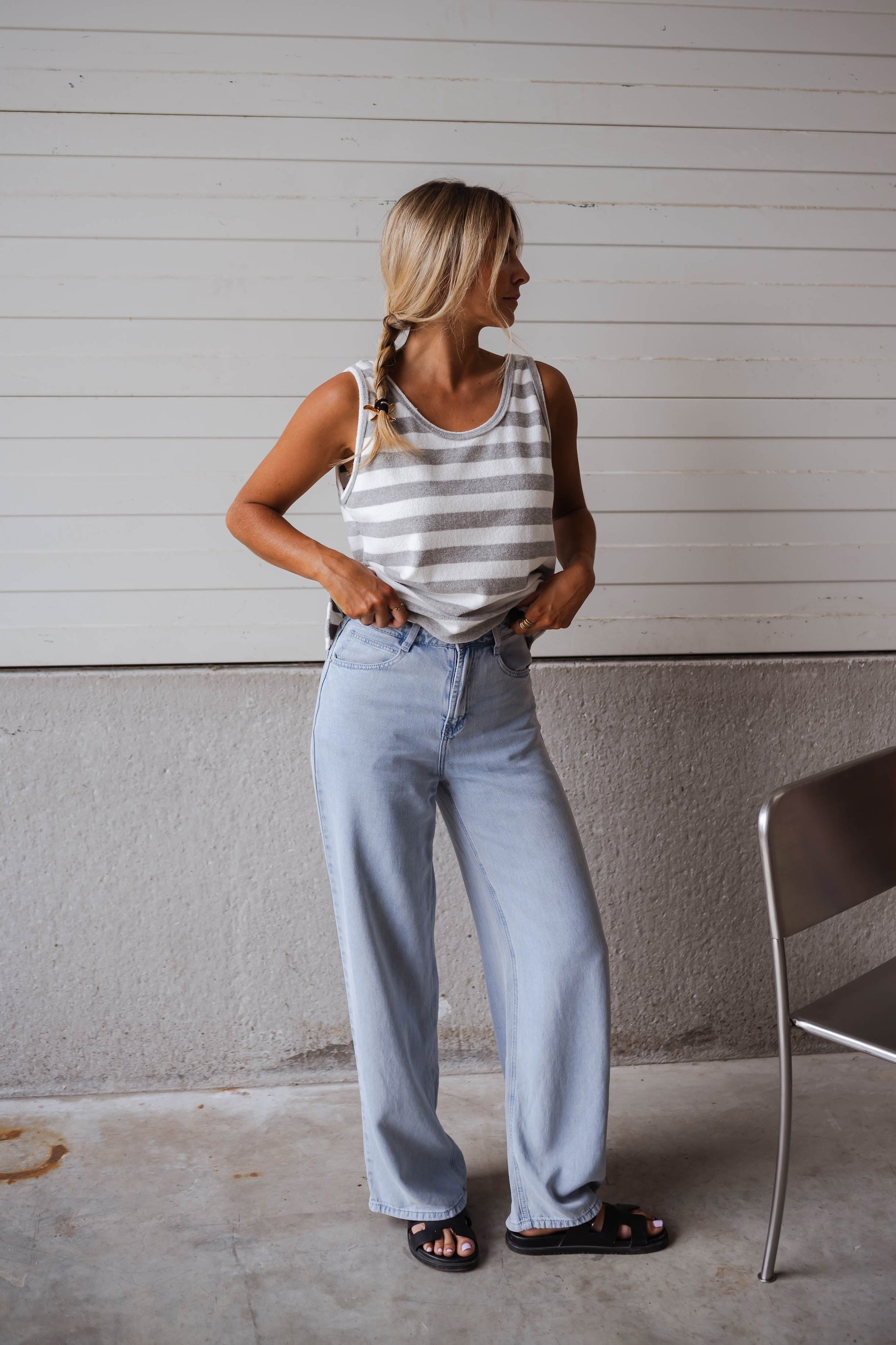 Haut Hele gris et blanc