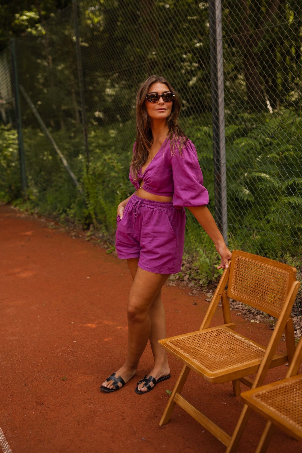 Short en lin mauve Enael