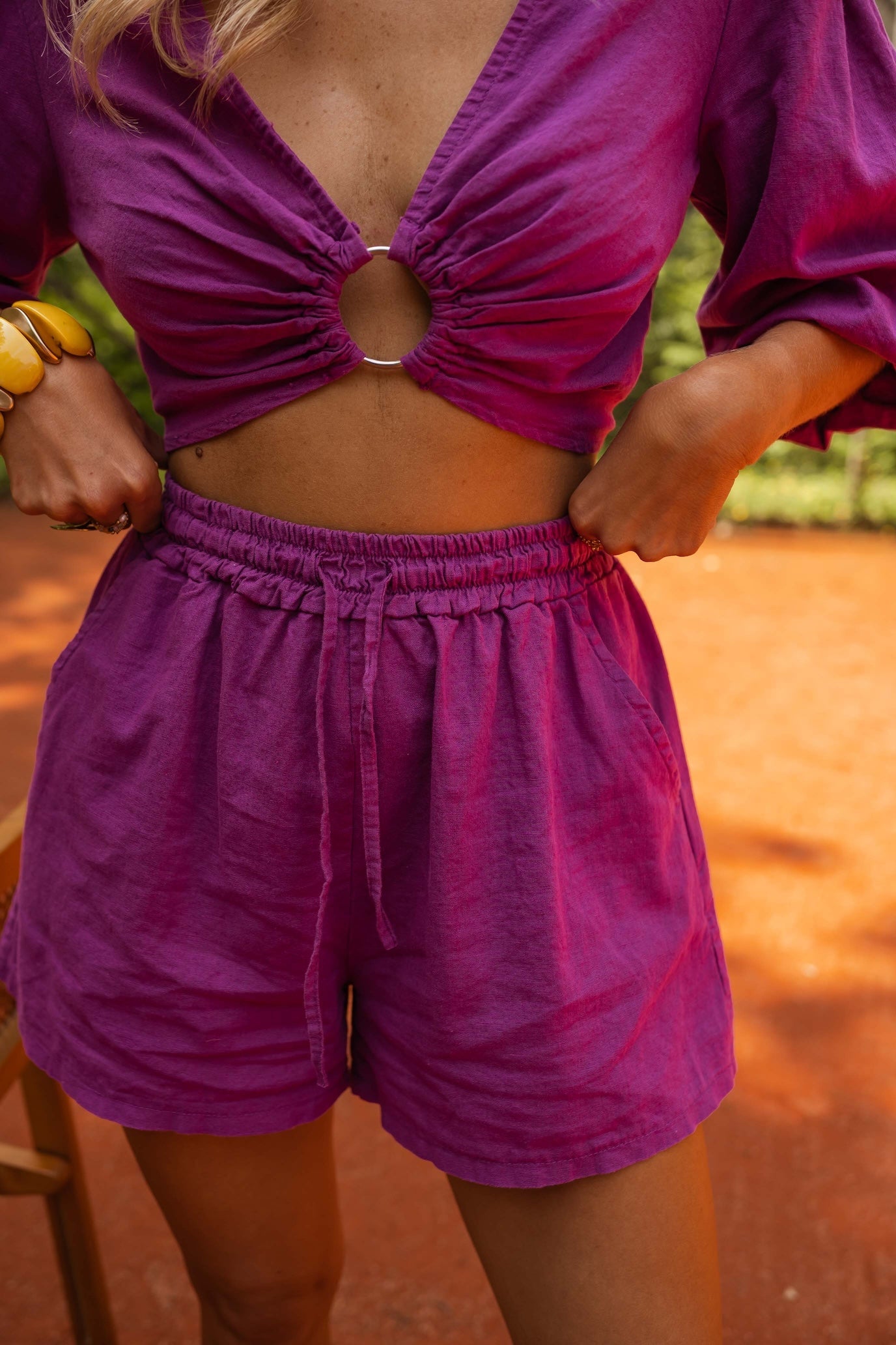 Short en lin mauve Enael