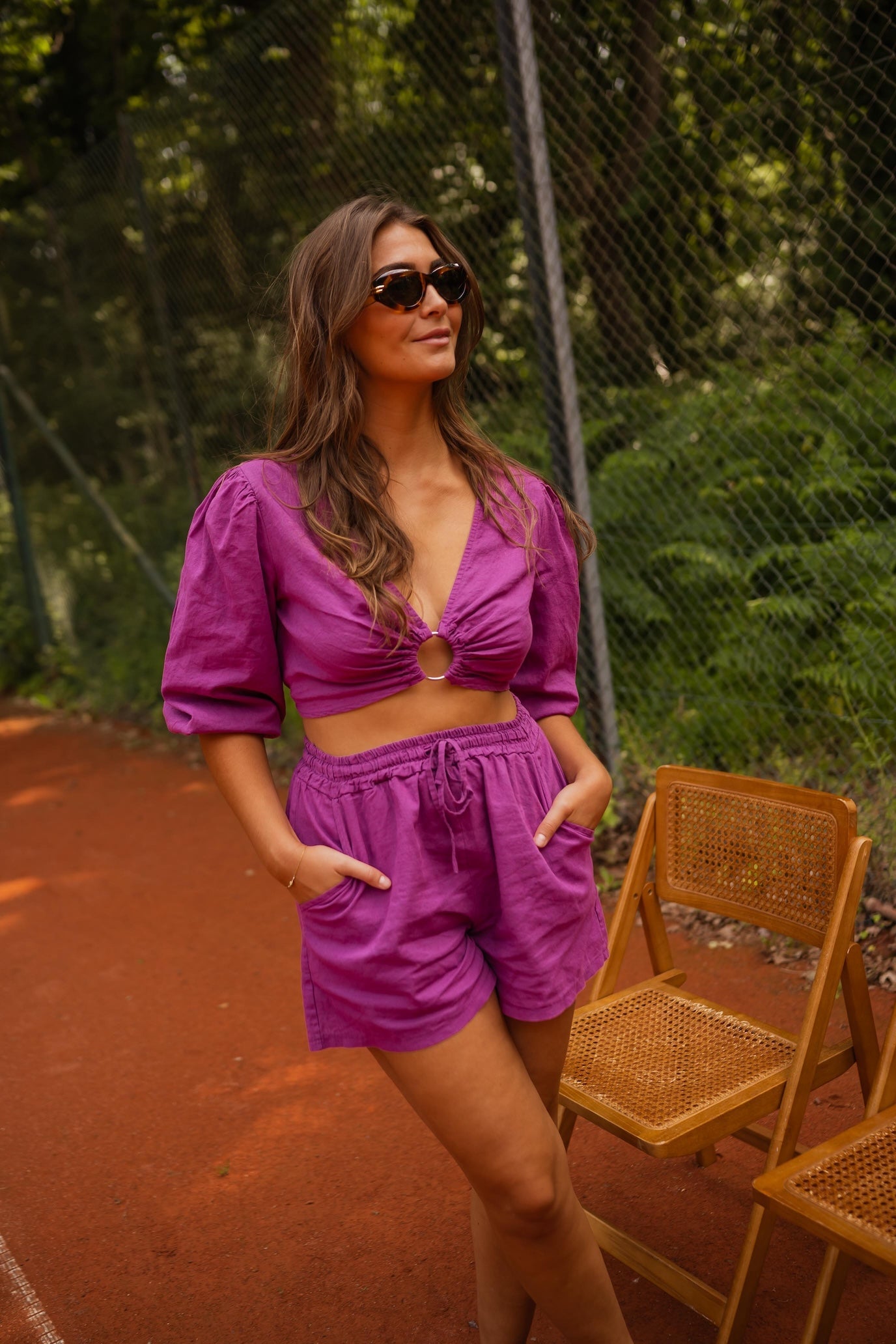 Short en lin mauve Enael