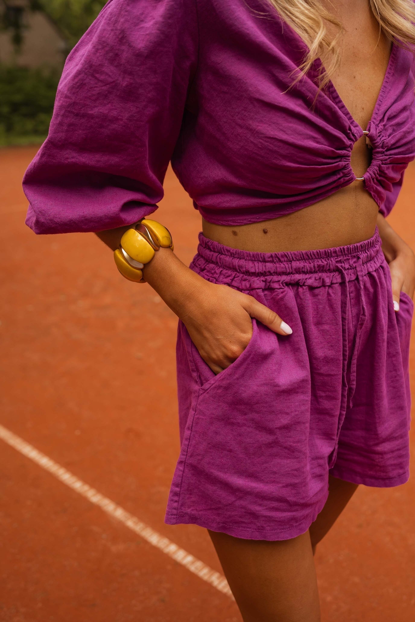 Short en lin mauve Enael